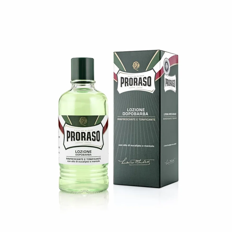 Proraso Lozione Dopobarba Rinfrescante Formato Professionale - 1 Pz, Olio Di Eucalipto, Mentolo, Hamamelis, Verde, 400 Millilitro