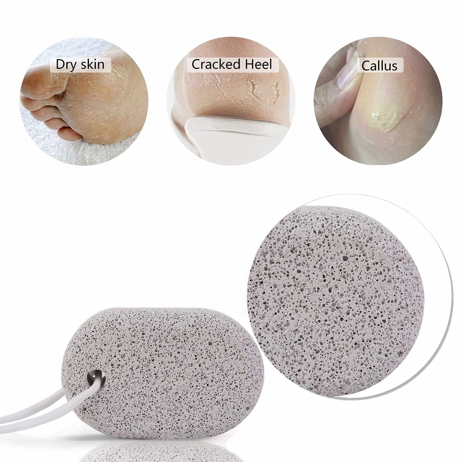 Pietra Pomice Naturale per Piedi 3 Pezzi, Lava Pedicure Tools Rimozione Callo Pelle Dura Esfoliazione Piede