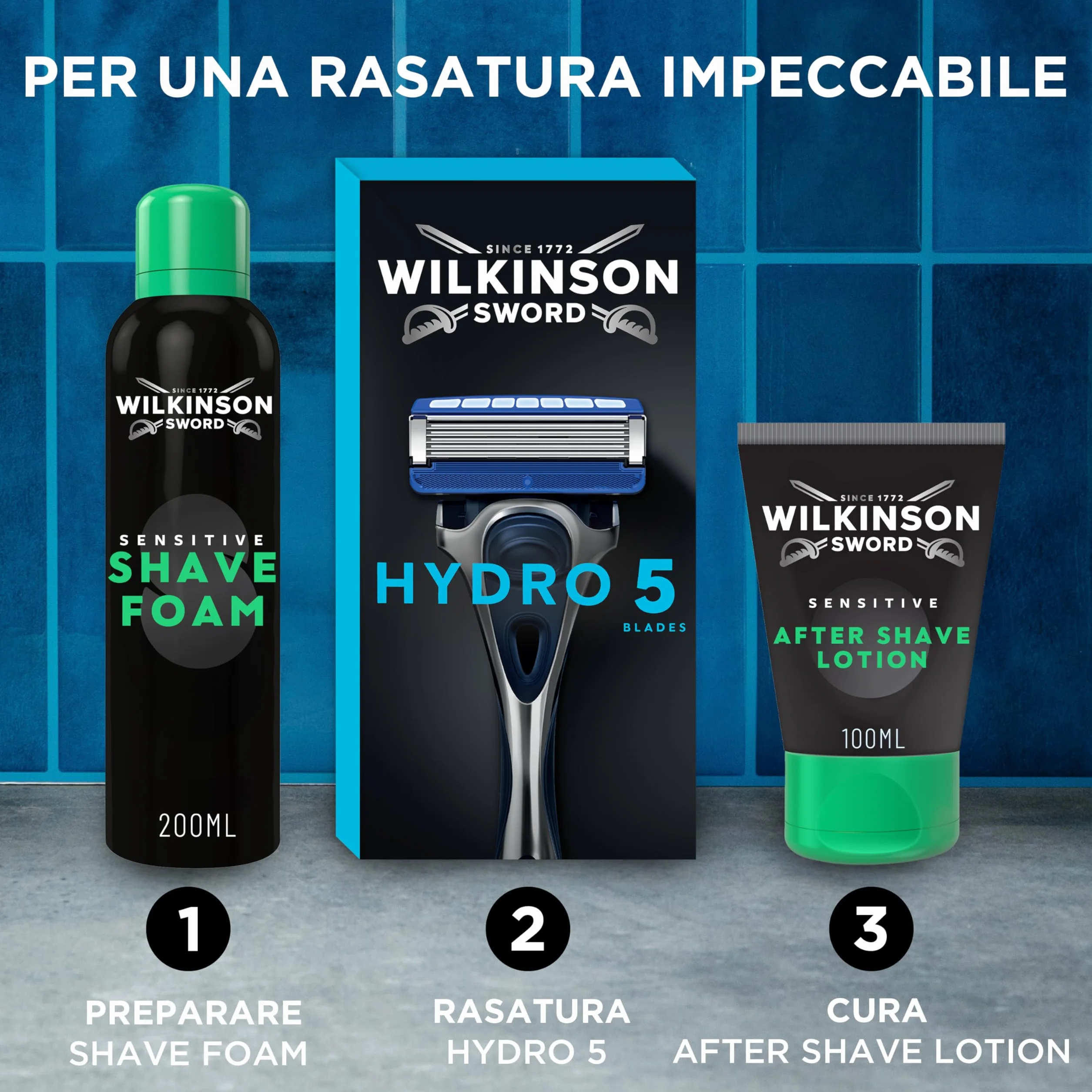 WILKINSON SWORD - Hydro 5 Lame per rasoio da uomo, rivestite in carbonio, gel idratante e trimmer di precisione, confezione da 12 ricariche