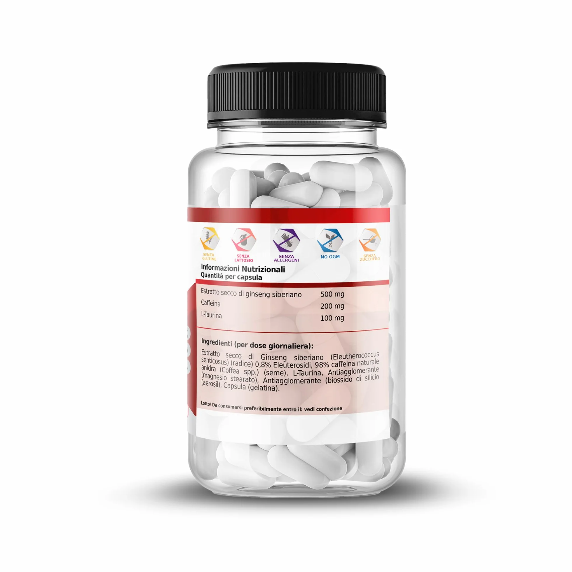 Actívate L-Taurina Cafeína Ginseng Siberiano Integratore alimentare 60 capsule