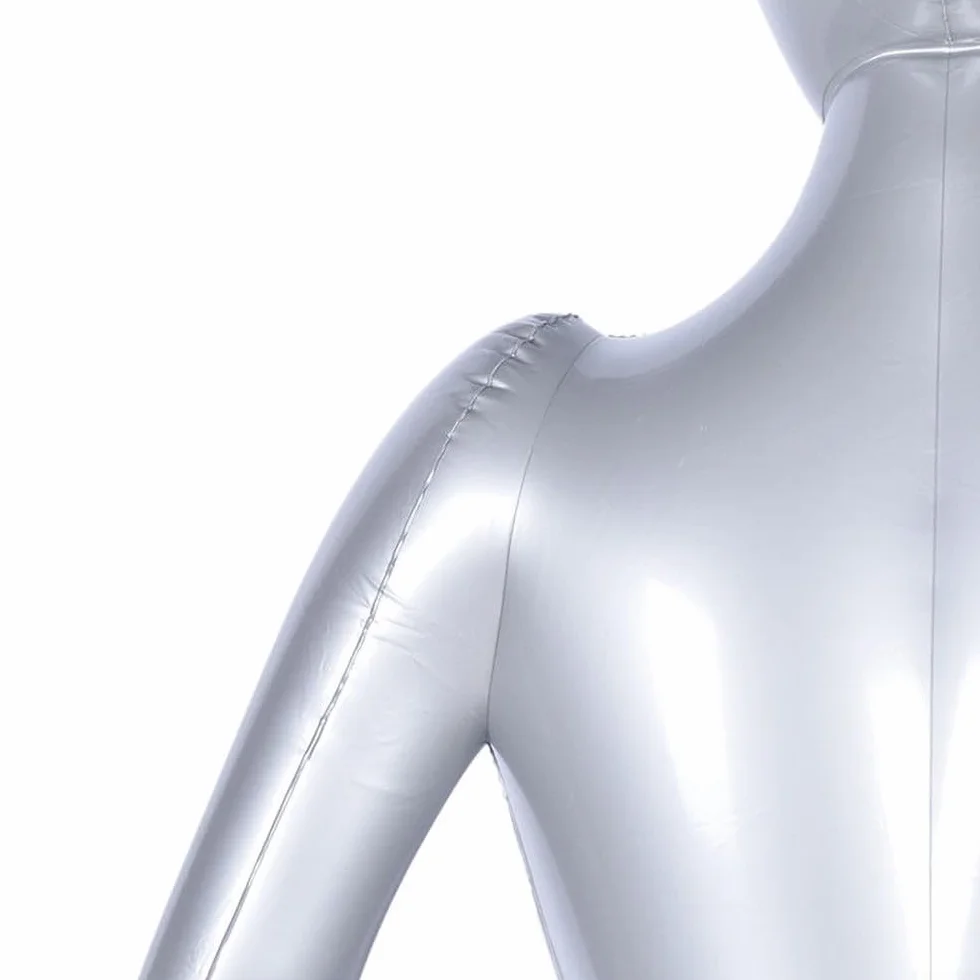 Manichino femminile gonfiabile completo per vetrine, altezza 165 cm, facile da riporre e trasportare