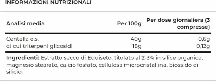 OBIRE CENTELLA ASIATICA COMPLEX 400 mg. (estr. secco) 60 compresse- FORMULA COMPLETA CON CENTELLA ASIATICA, VITE ROSSA, IPPOSCASTANO E GINKGO BILOBA