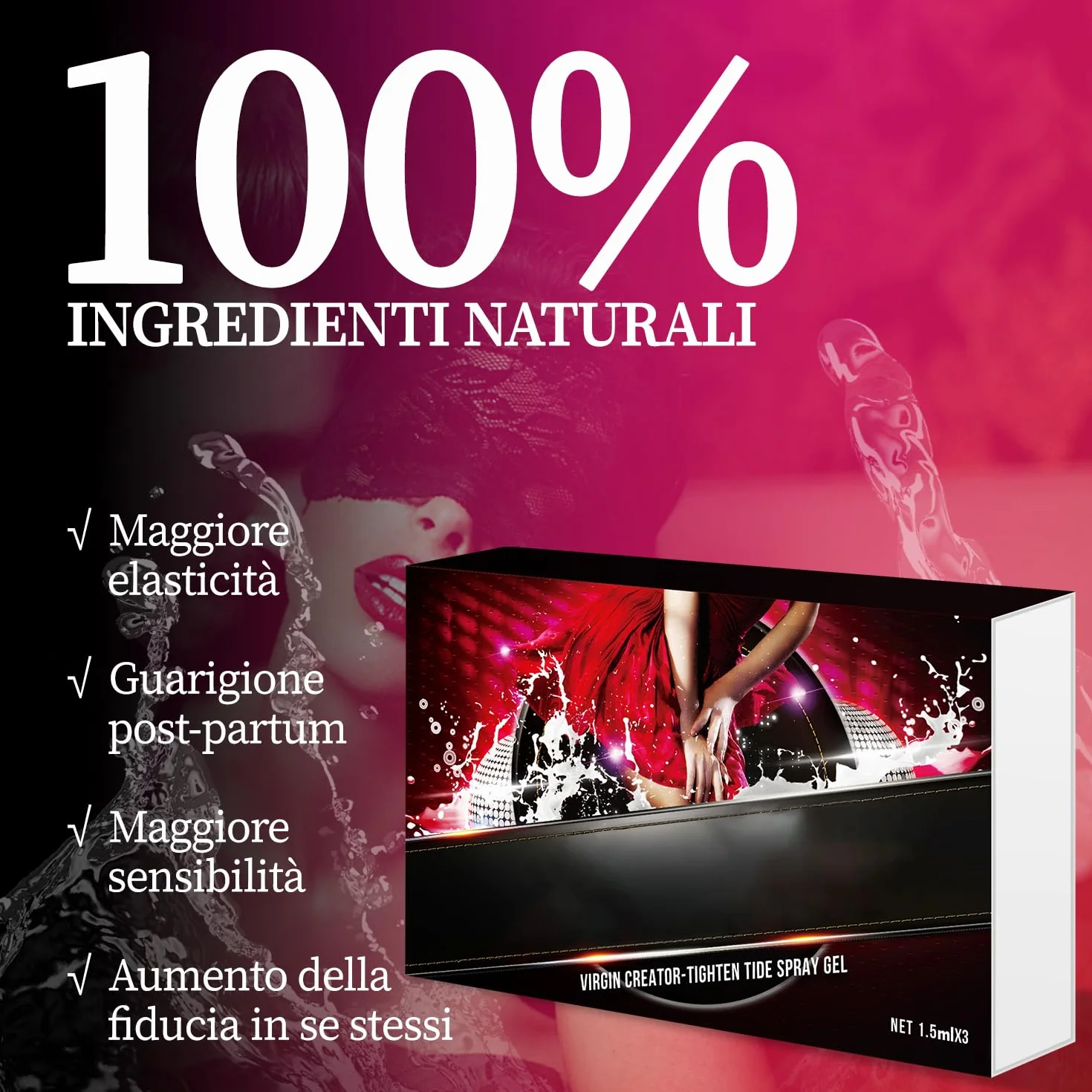 Gel vaginale di serraggio, formula naturale per stringere la vagina, cura privata di Yoni per le donne - 3 pz.