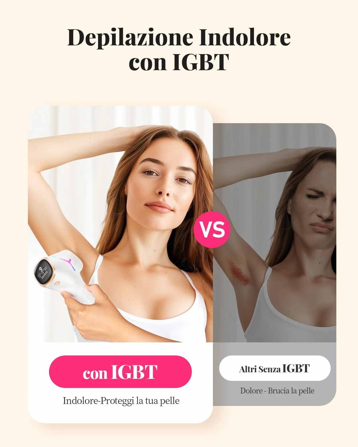 Haarlosy Epilatore Luce Pulsata con Tecnologia IGBT 3 IN 1 HR/SR/HR+ GLY03 | Epilatore Laser Professionale, 9 Livelli di Energia Regolabile Adatto Depilatore Corpo, Viso, Ascelle, Gambe