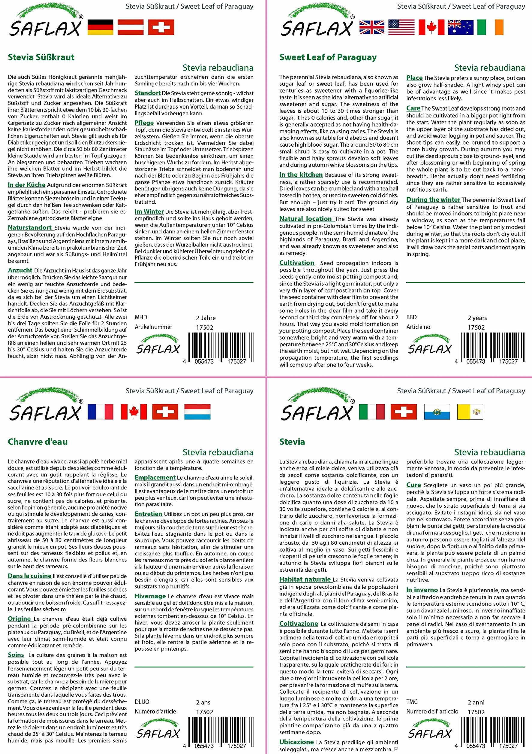 SAFLAX Stevia rebaudiana 100 semi Con substrato