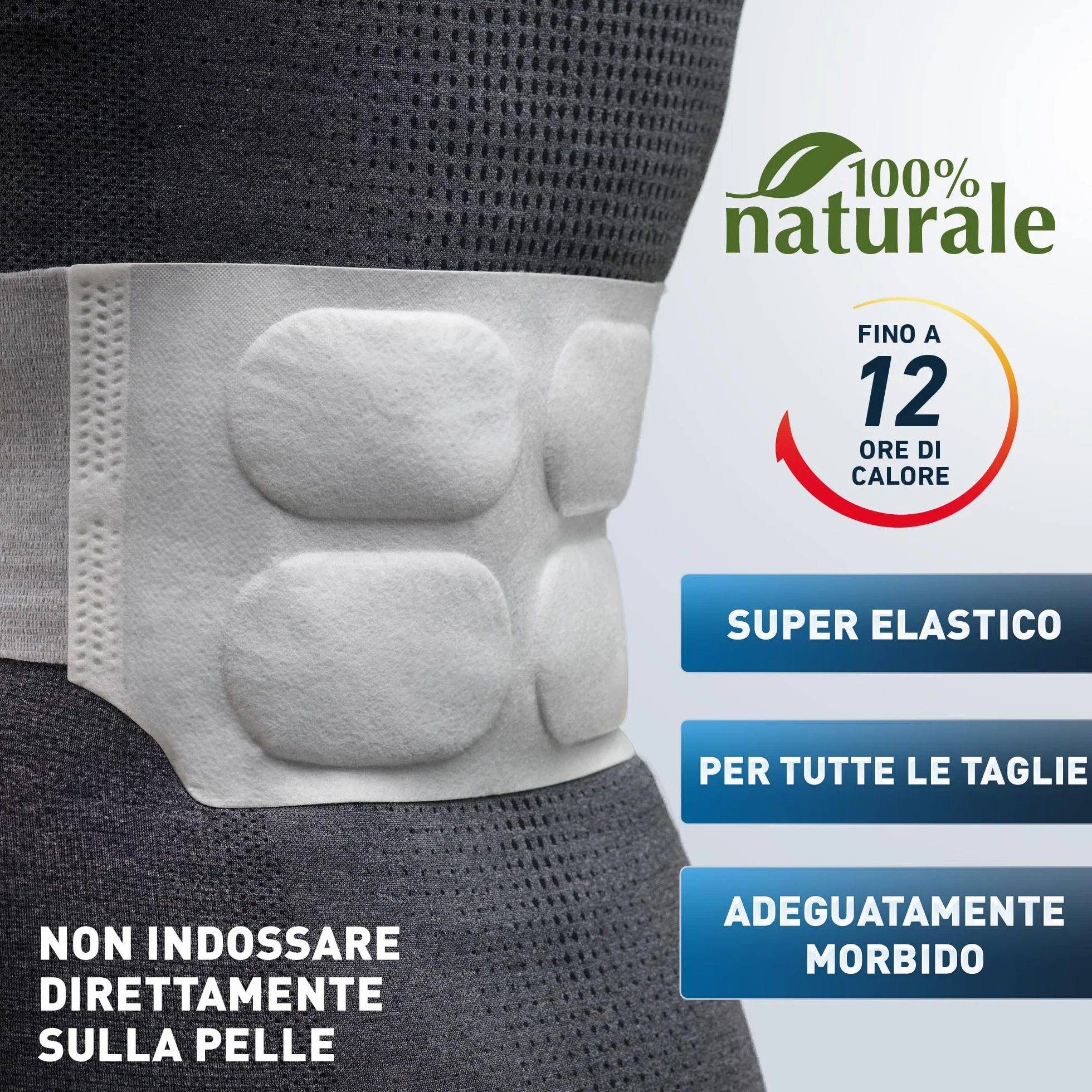 THE HEAT COMPANY Cintura Termica 10 pezzi EXTRA CALDO 12 ore autoriscaldante puro naturale S-XL