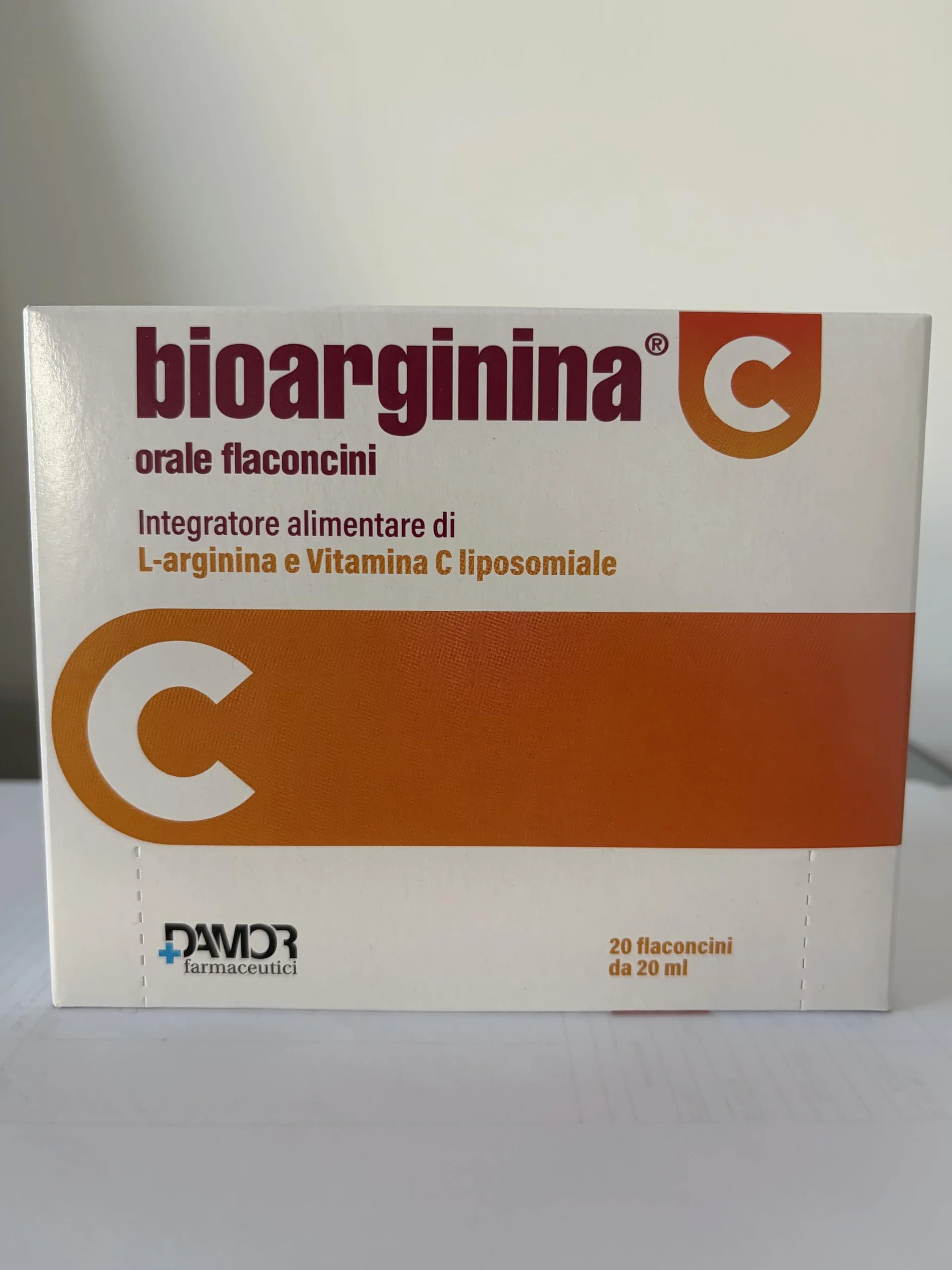 Damor - Bioarginina C Orale 20 Flaconcini con L-Arginina e Vitamina C Liposomiale - Integratore Alimentare