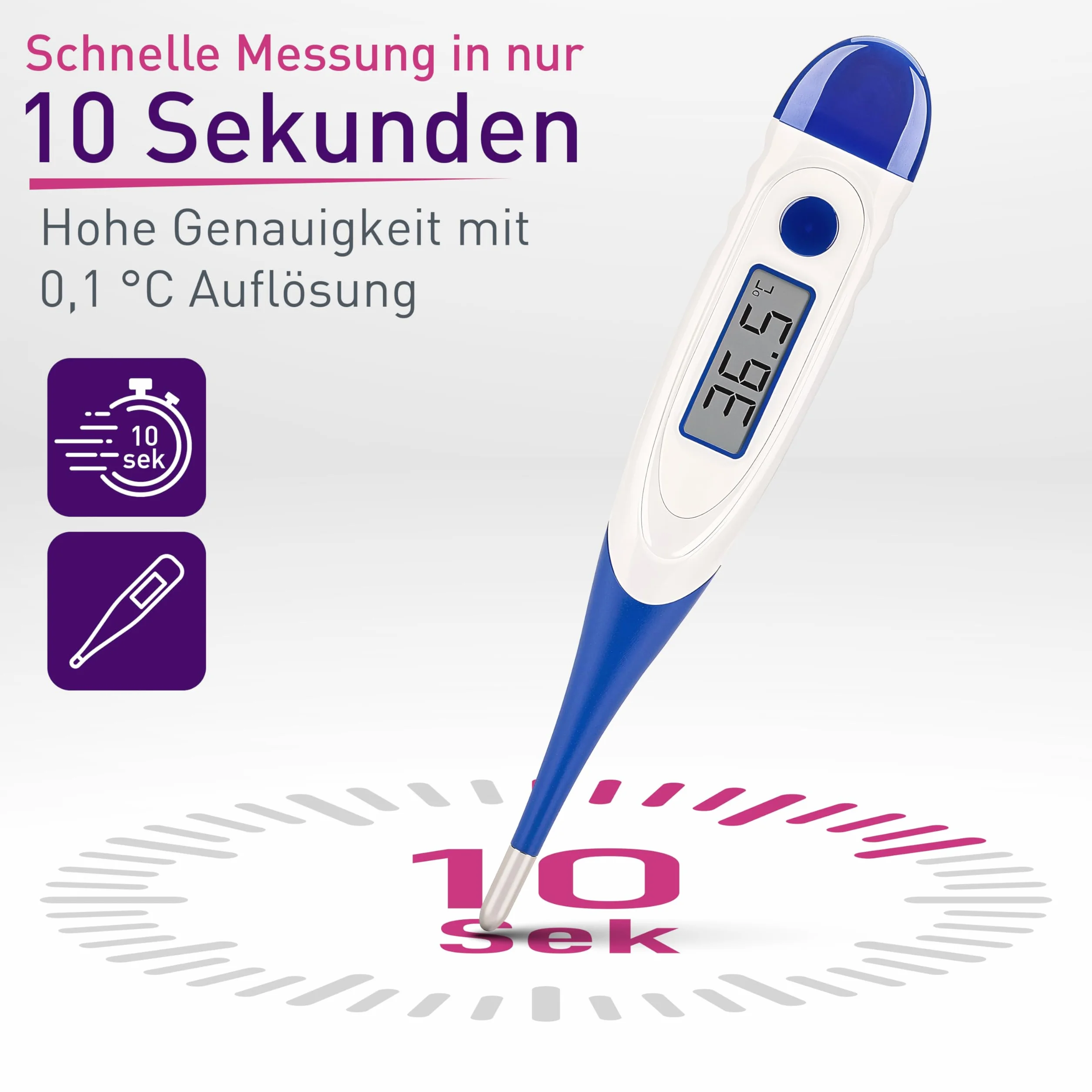 Termometro Febbre Digitale Clinico Corpo Flex Speed SC 1501 blu