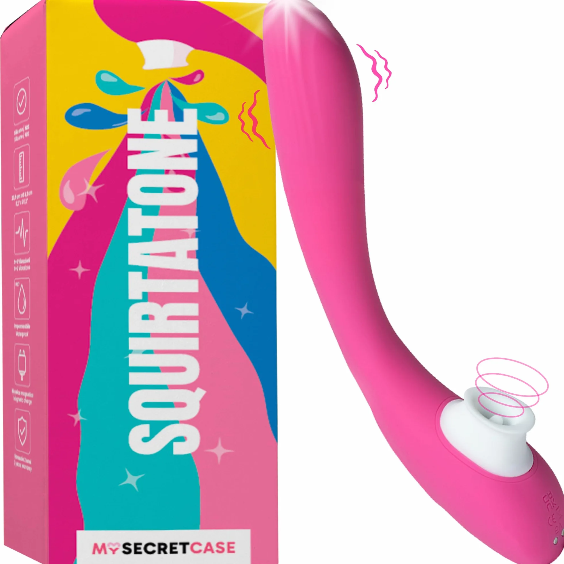 MySecretCase Vibratoreper Donna Punto g Squirting con Lingua Vibrante Clitoride Stimolatore Clitoride Femminile, 9+9 Modalità, Silicone, IPX7, USB, Sexytoysys Donna e Coppia Vibratoriper Donne