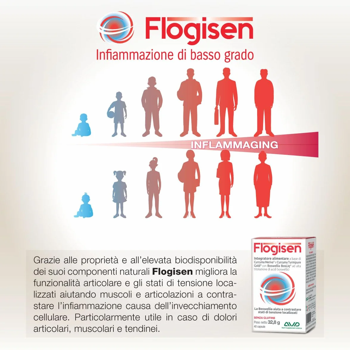 Flogisen Formula con Curcuma Meriva Turmipure Gold Boswellia BosLiq 40 capsule Prodotto in Italia