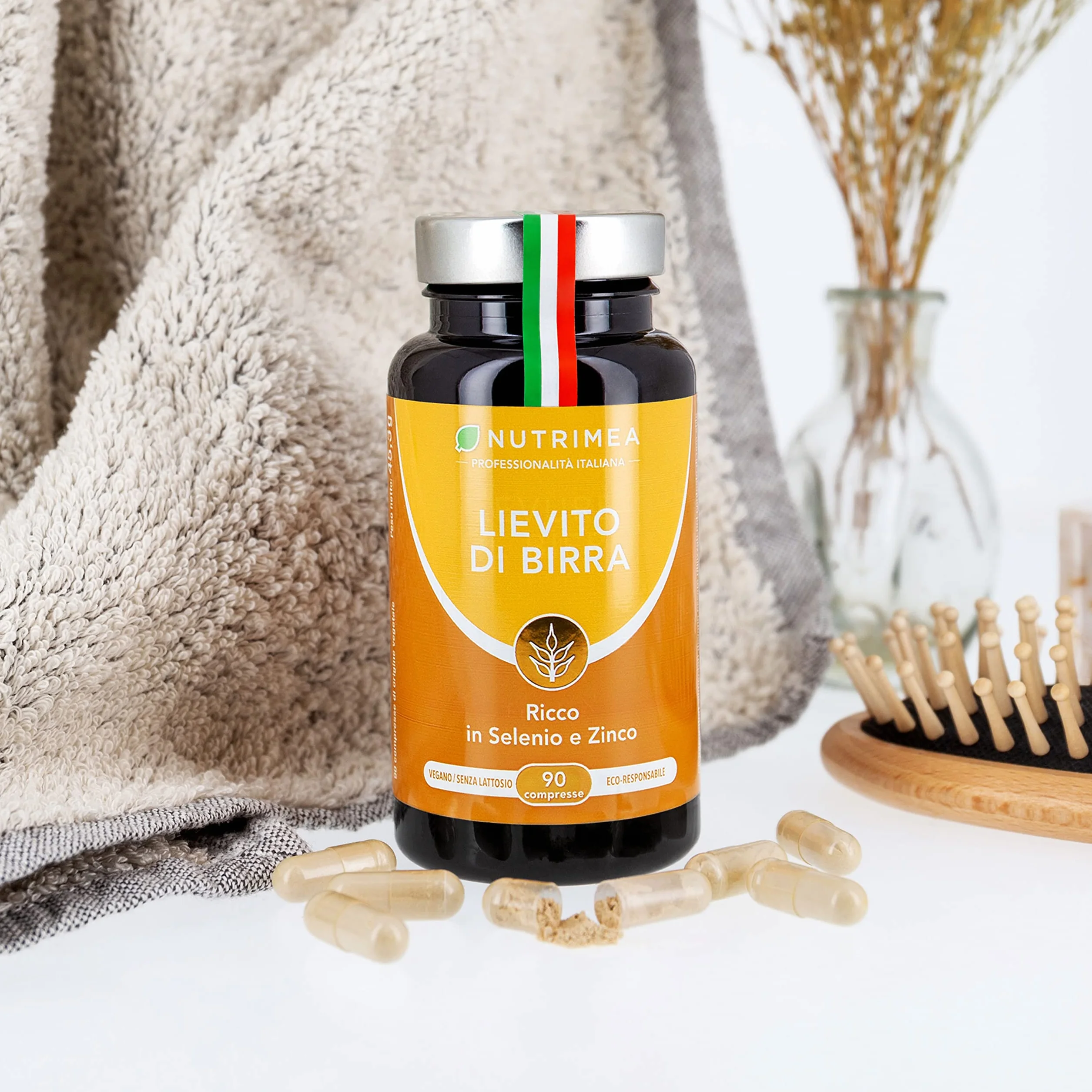 Nutrimea Lievito Di Birra 1200 Mg 90 Capsule Per Capelli Unghie Pelle Con Selenio Citrato Di Zinco