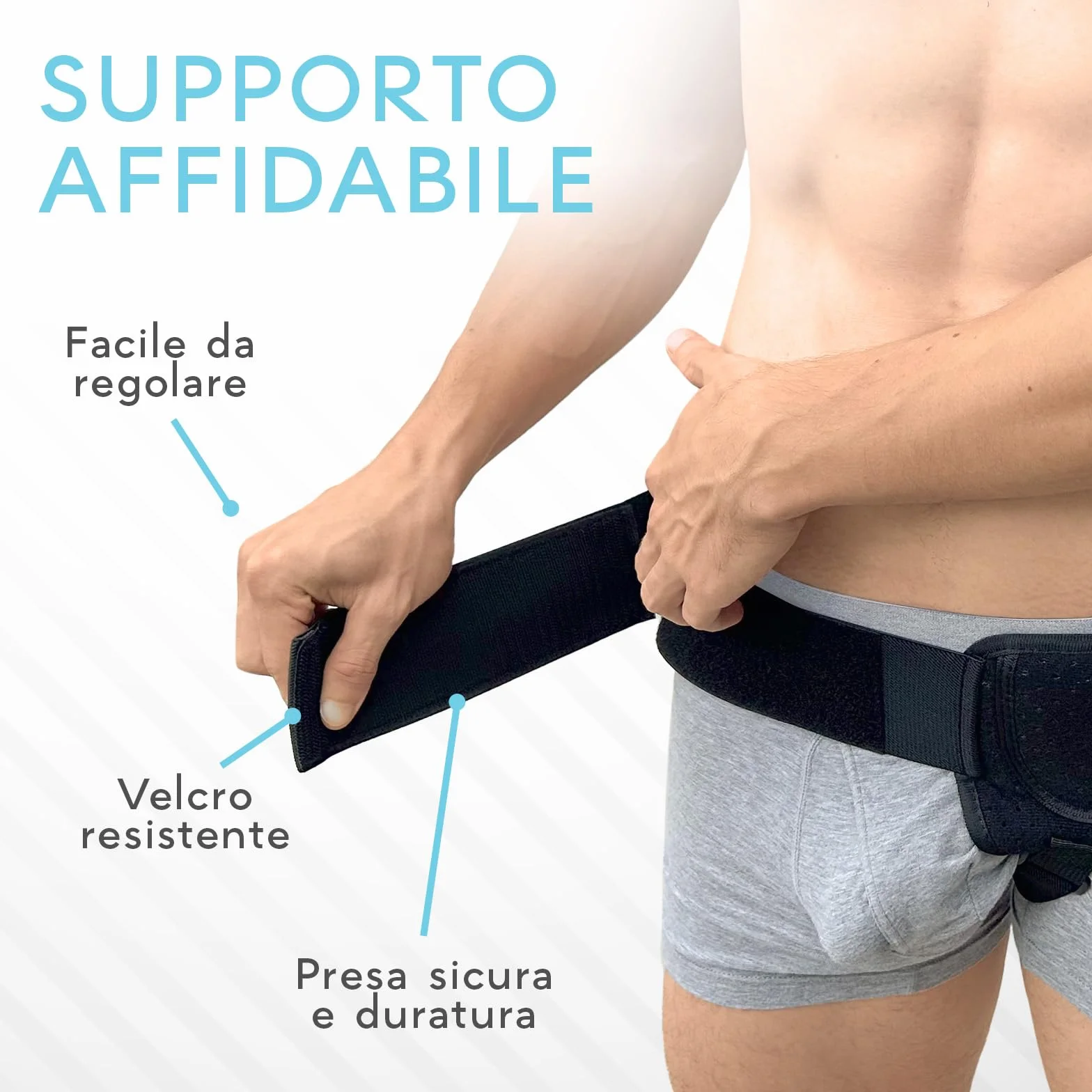 Adamson H2 Cintura per ernia da uomo - Cintura per ernia inguinale regolabile sx o dx - Fascia per compressione inguinale con cinturino regolabile - Vestibilità universale - Discreta e comoda