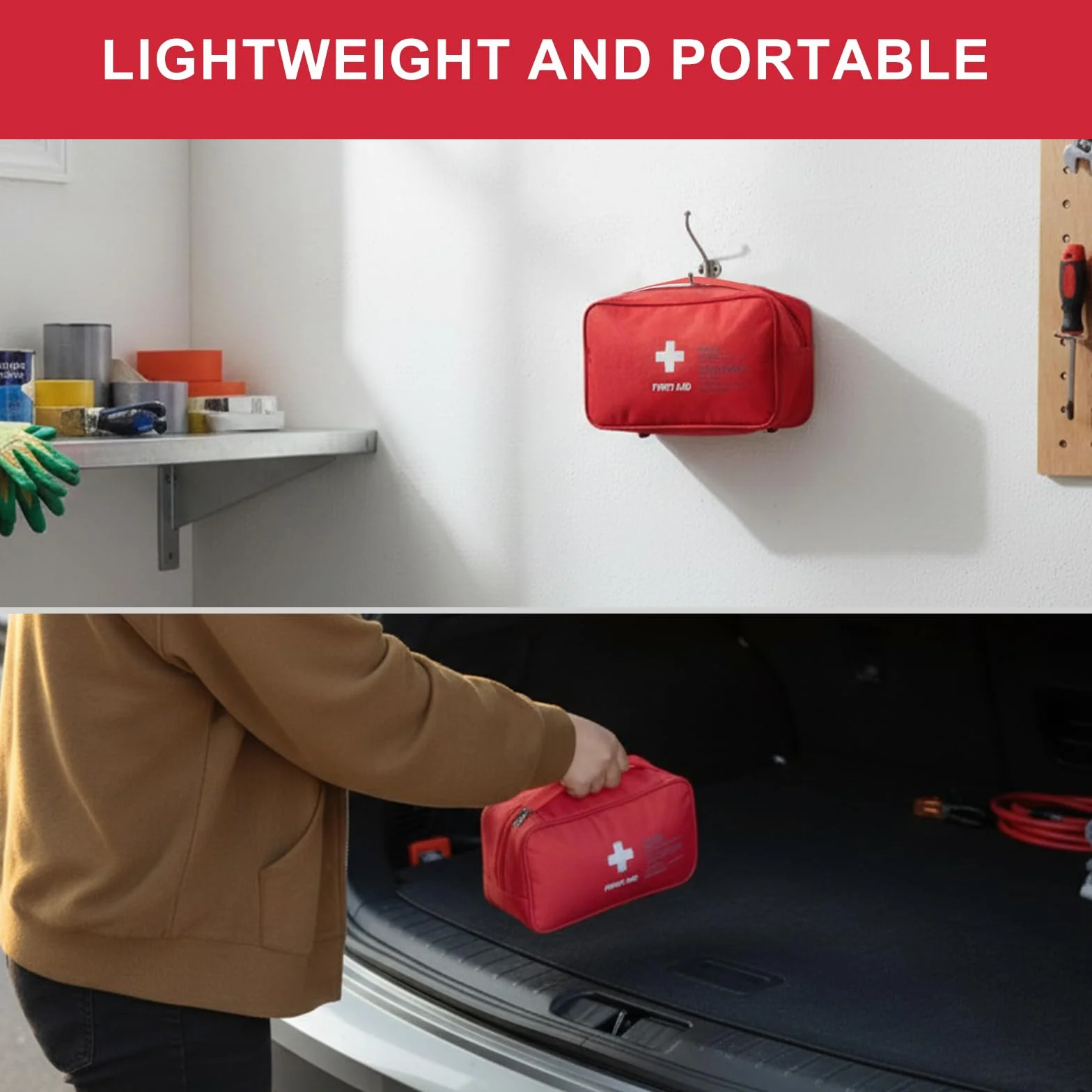 VINATO Kit di Primo Soccorso, Borsa Medica Portatile Vuota, Rosso