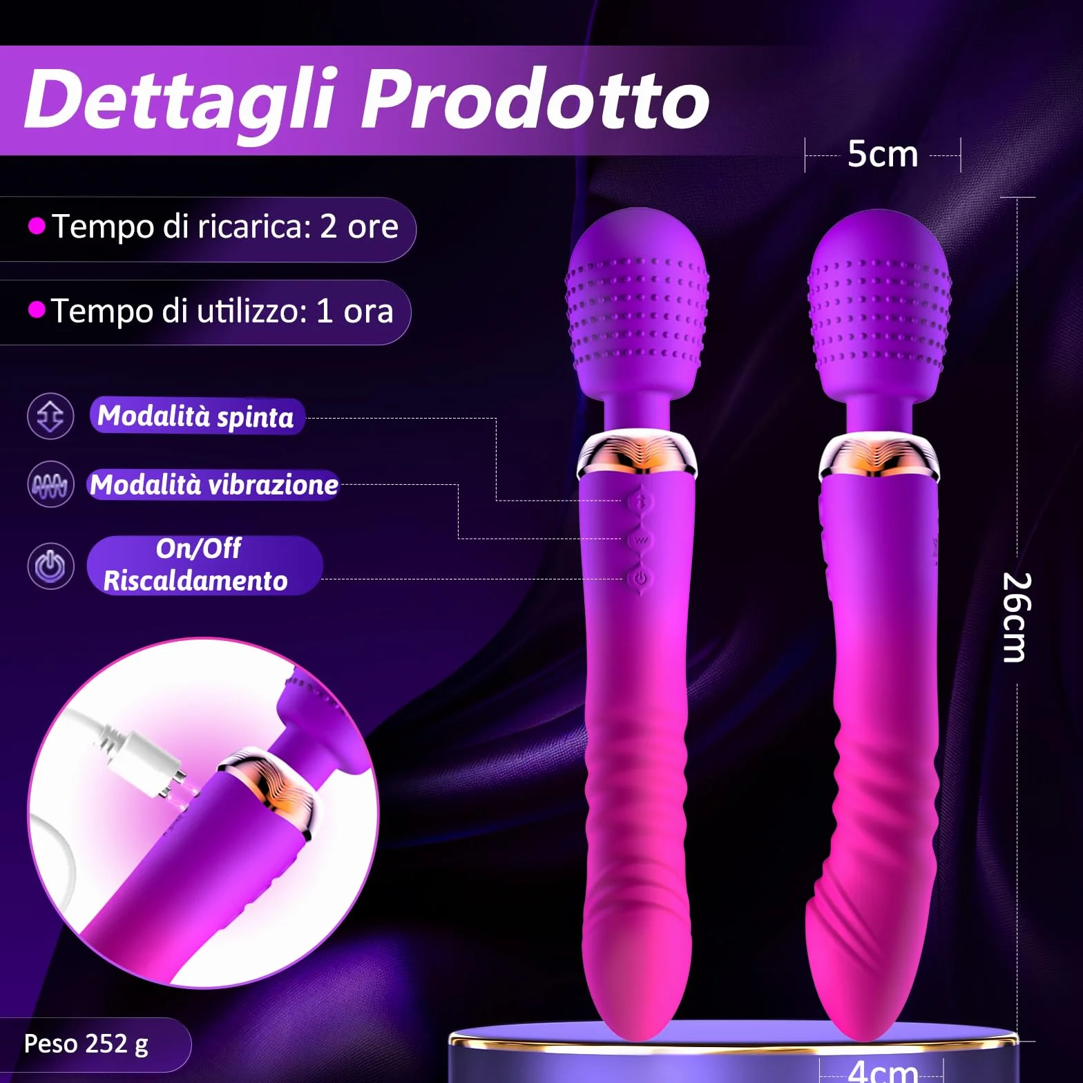 Vibratore Bacchetta Massaggiante Dildo Telescopico Sex Toys, Vibratoreper Donna con 10+5+Riscaldante Sexytoysys Coppia, Vibratoreper Donna Professionale Vibratori Stimolazione Clitoride Punto G