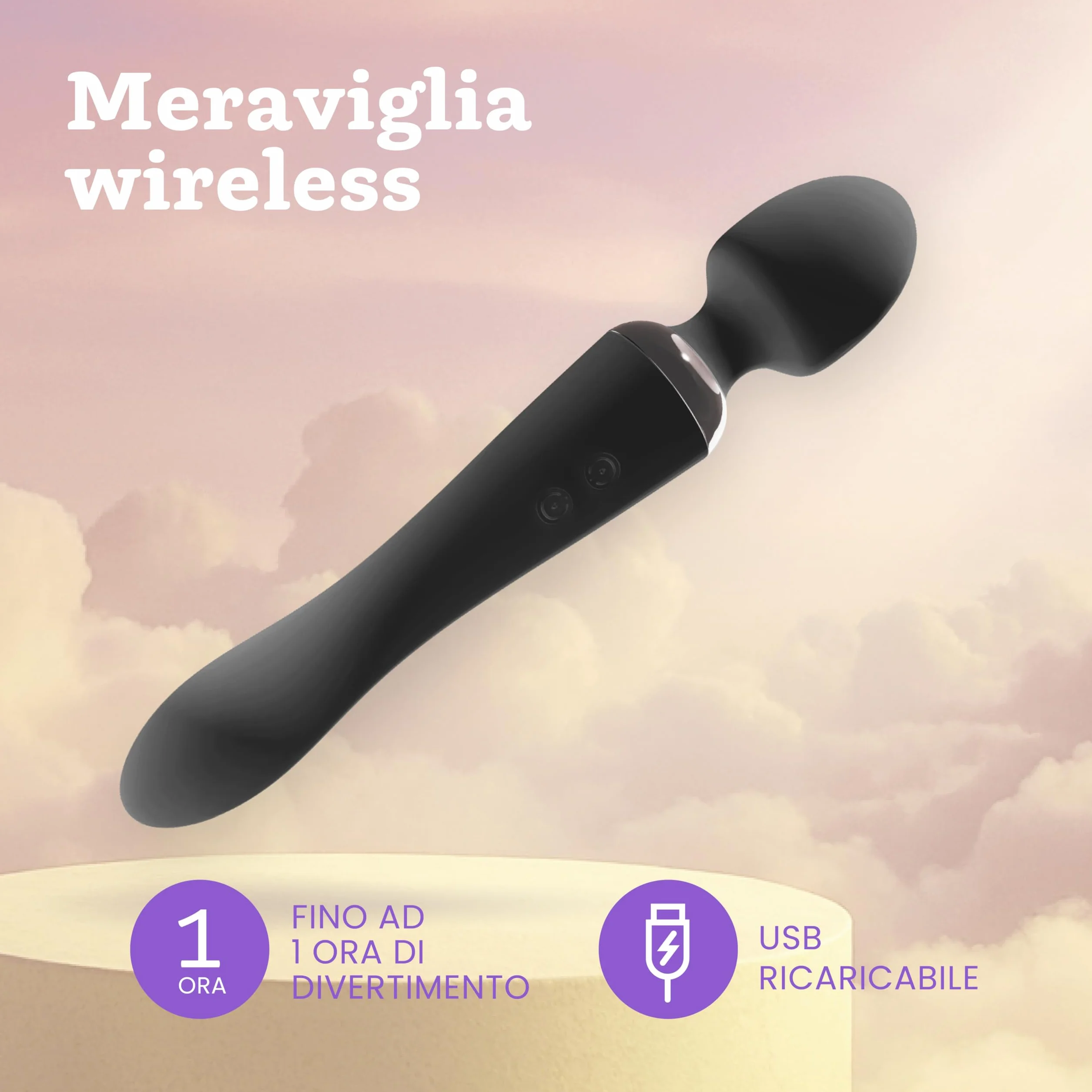Vibratore Doppio di Oliver James – Wand Massaggiante e Dildo Vibrante con 10 Modalità di Piacere, in Silicone Resistente all’Acqua, Giocattoli Sessuali per Coppie e Donne (Nero)