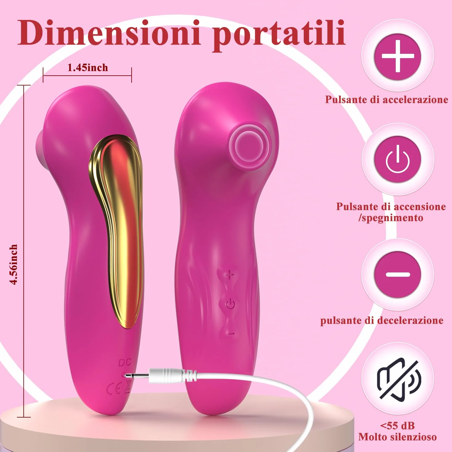 Vibratoreper Donna Professionale Clitoride,Succhia clotoride per donna vibratore clitoride Sexytoysys Donna Coppia 10 Succhiare Modalità Vibratoriper donne Wireless stimolatore clitoride (Xq03-rosso)