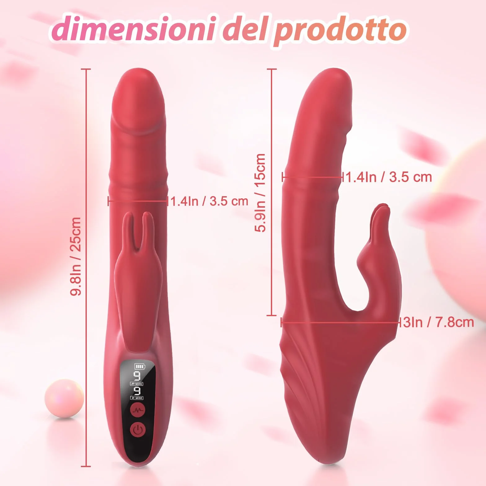 Vibratoreper Donna Professionale Vibratore Dildo Sex Toys - Vibratori Femminile Sexytoysys Coppie Uomo Sesso Adulti Toy Sessuali per Donna Clitoride Plug Anale Giochi Erotici con 9 Spinta 9 Vibrazione