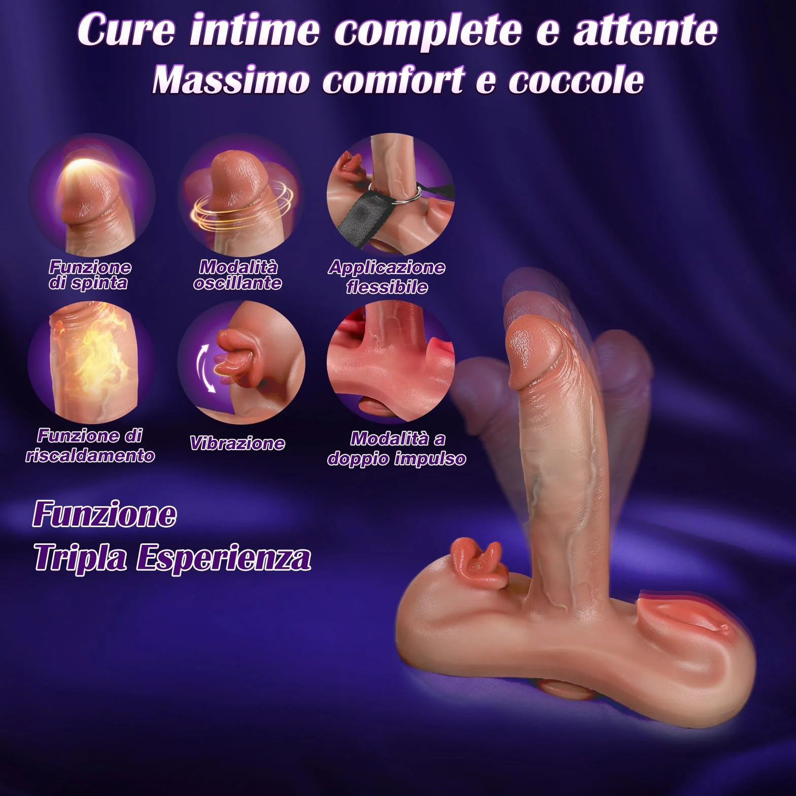 Funsgetoy Dildo Realistico AI 6 In1 Con Oscillazione, Vibrazione, Riscaldamento Estensione e Leccante Vibratoriper Donne, Controllo App Con Fascia. Sexytoysys Donna Coppia
