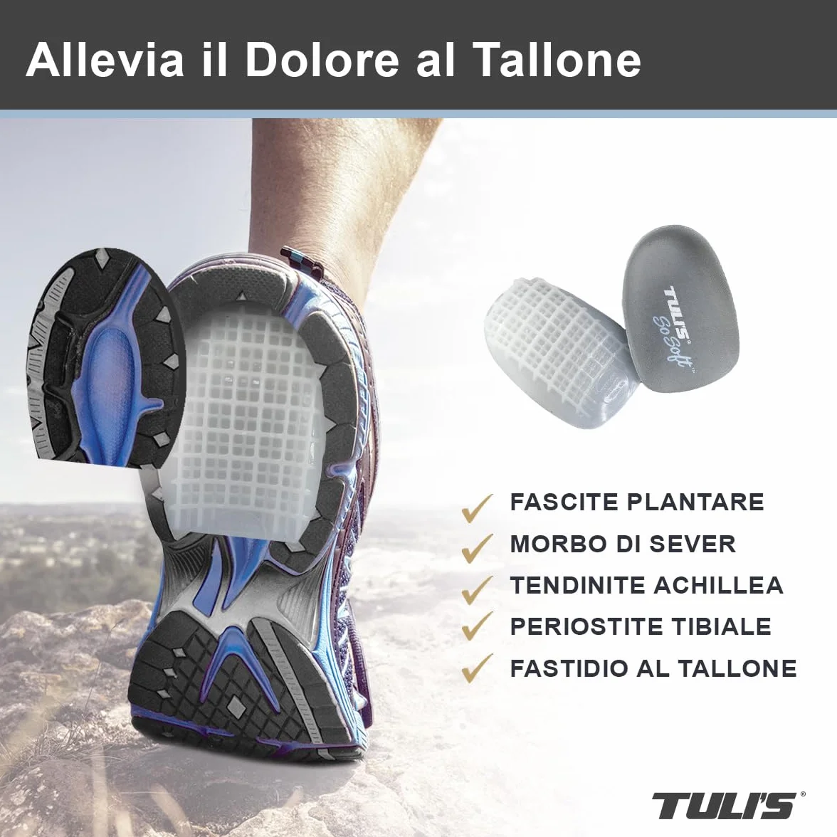 Tuli's So Soft Heel Cups – Talloniere in Gel per Dolore ai Piedi, Fascite Plantare, Sperone Calcaneare, 1 Paio, Medio