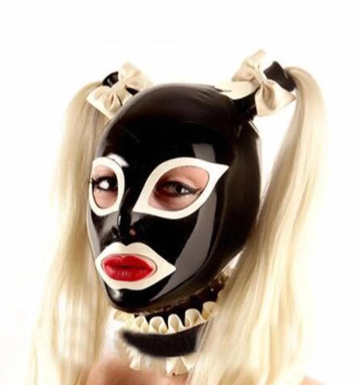 Maschera in lattice per testa con parrucca per giochi di ruolo Party Club Wear