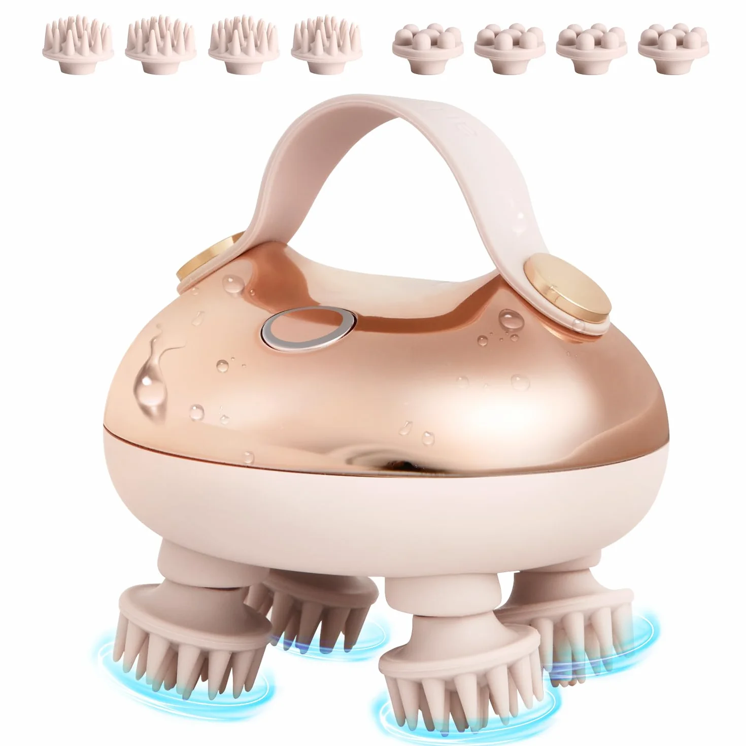 arboleaf Massaggiatore Cuoio Capelluto e Corpo Elettrico Massaggiatore Testa Ricaricabile Impermeabile IPX7 con 8 Teste di Massaggio in Silicone Per il Rilassamento del Corpo, Regalo, Rosa