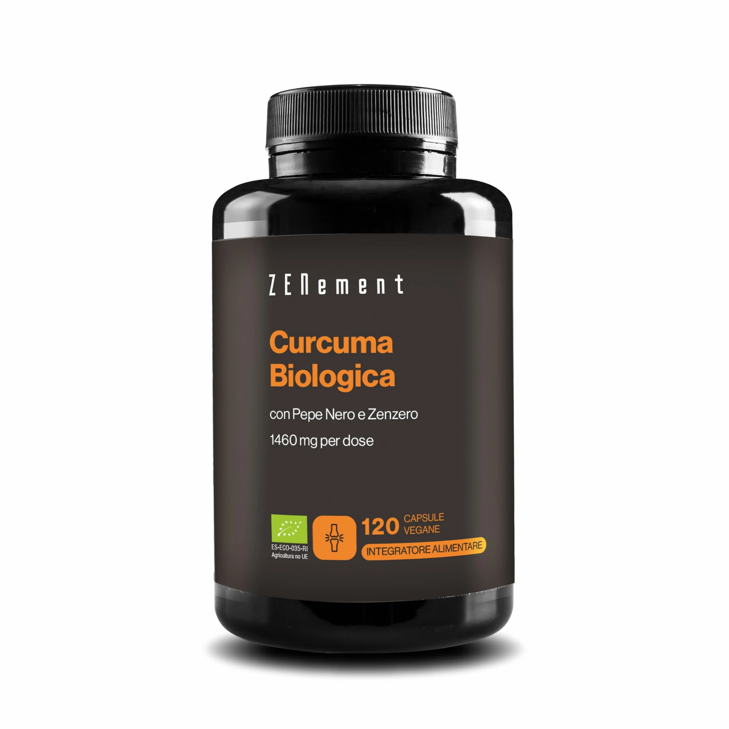 Curcuma Biologica 1460mg per Dose con Zenzero e Pepe Nero 120 Capsule Vegetali Zenement