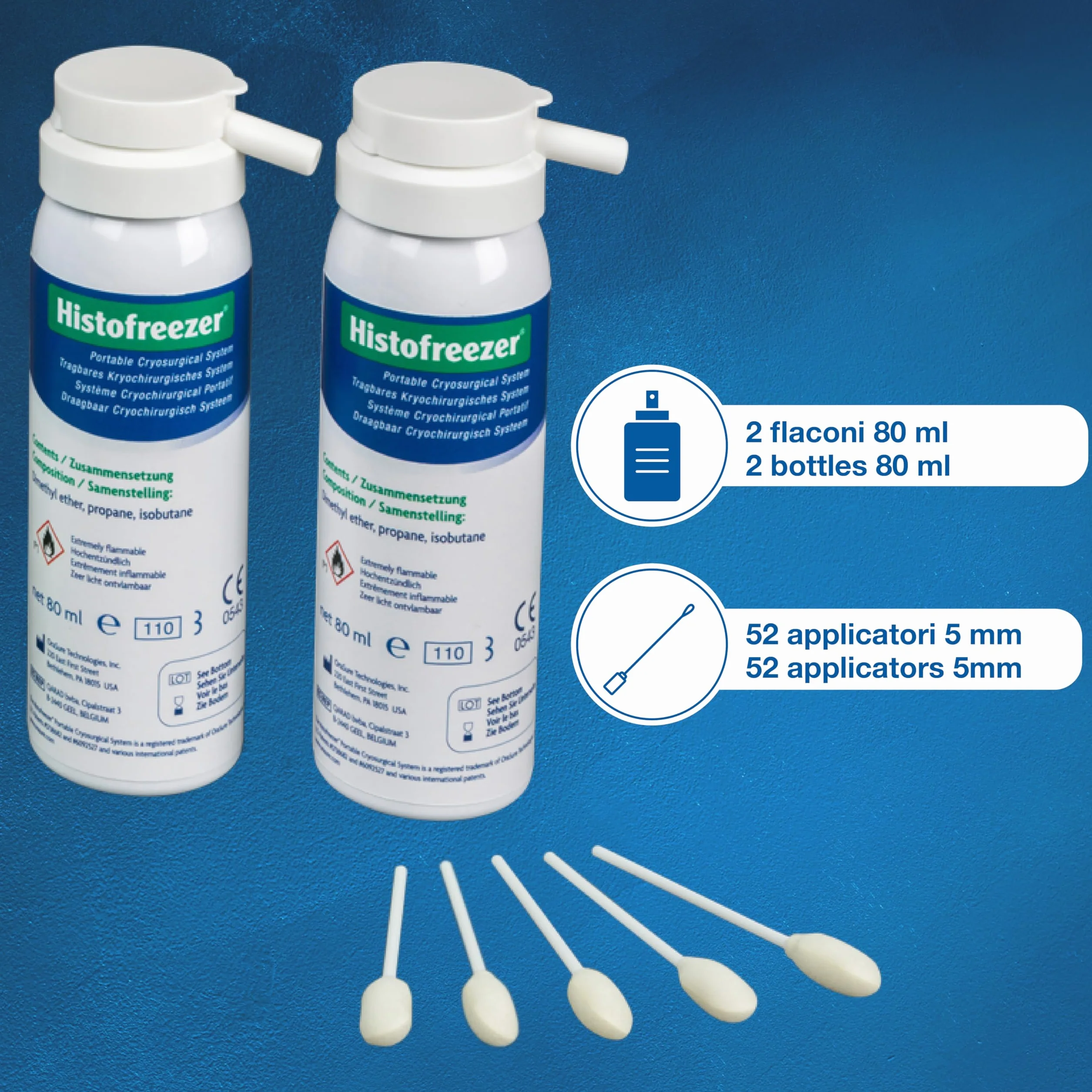 Kit 2 Flaconi 80 ml con 52 applicatori 5 mm, 30592