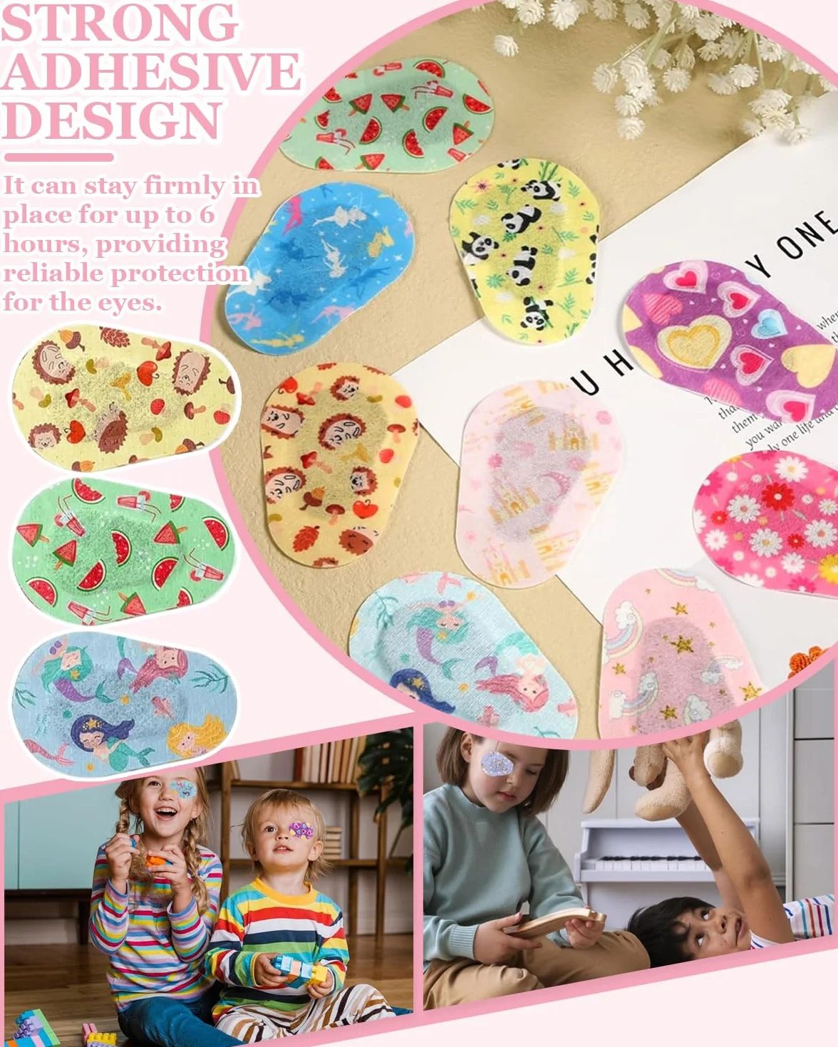 Benda Adesiva per Occhi in Cotone per Bambini 12 Pezzi