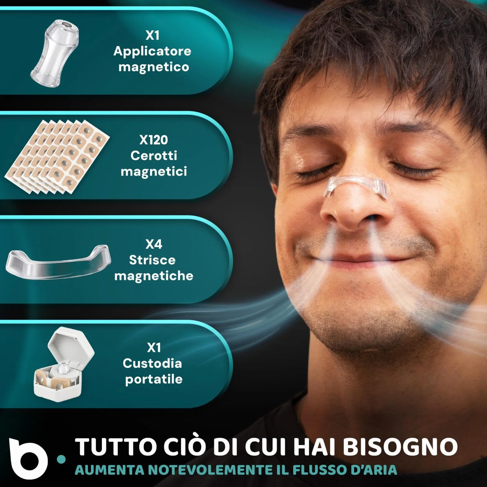 Cerotti Nasali Magnetici PRO Edition Megapack 120 Antirussamento Dilatatore Nasale