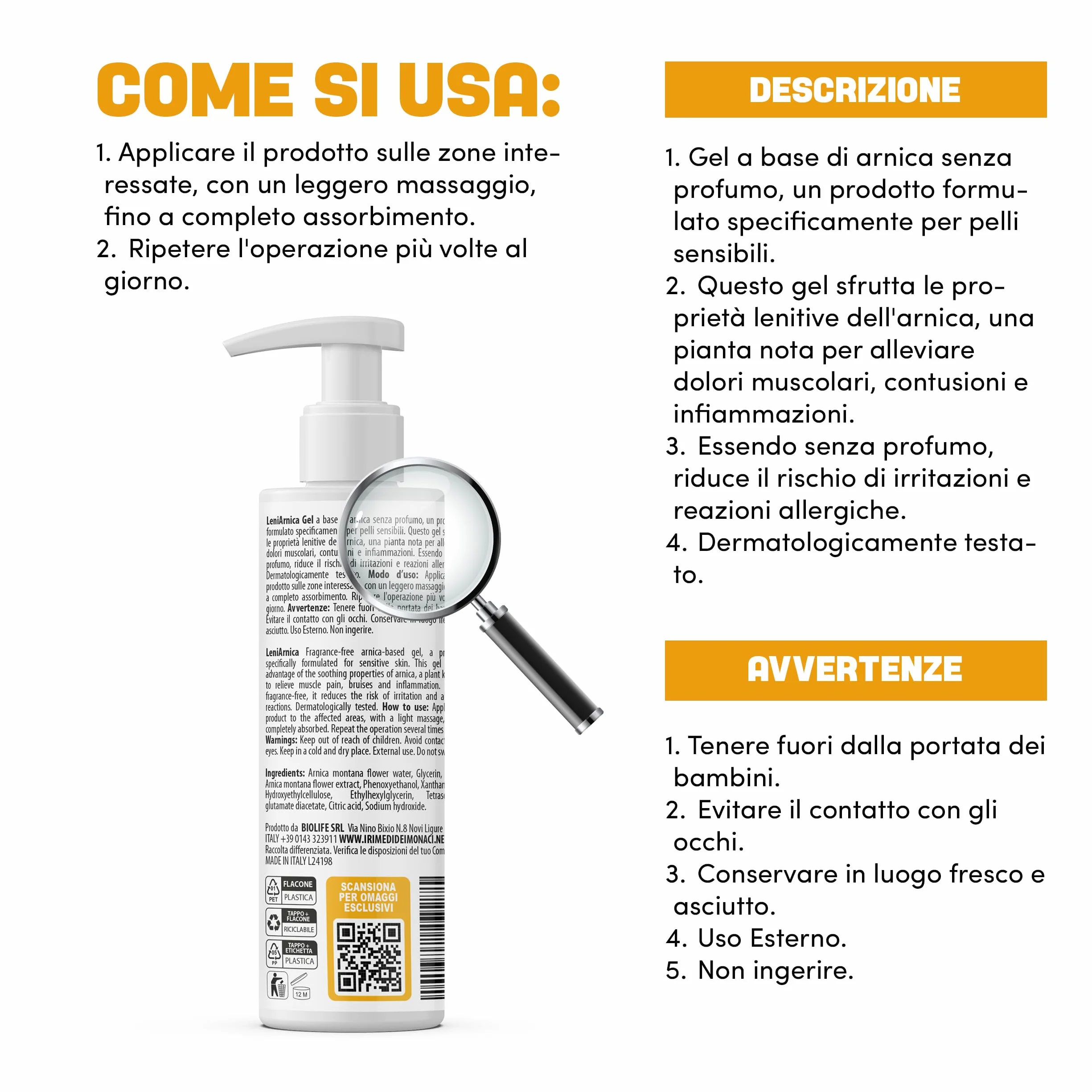LeniArnica Gel Arnica Montana 98% Pelli Sensibili 250ml - Lenitivo Ipoallergenico Senza Profumo