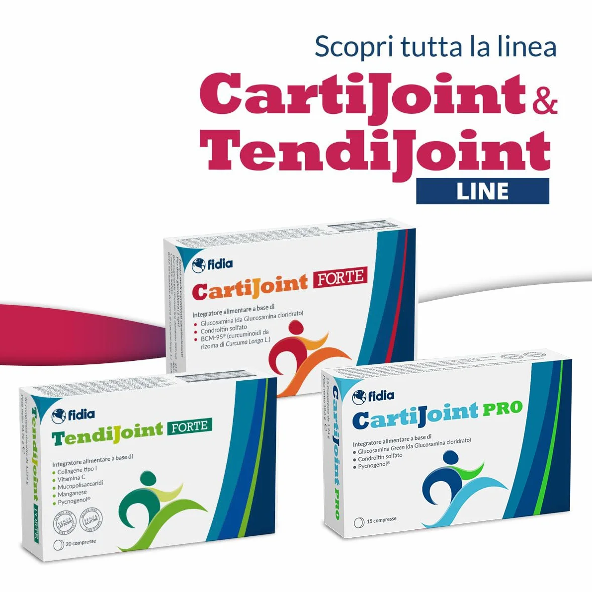 Fidia Farmaceutici CartiJoint PRO - 15 Compresse, Integratore a Base di Glucosamina Cloridrato Green, Condroitin Solfato e Pycnogenol®, Senza Glutine e Lattosio, Adatto per Allergici ai Crostacei