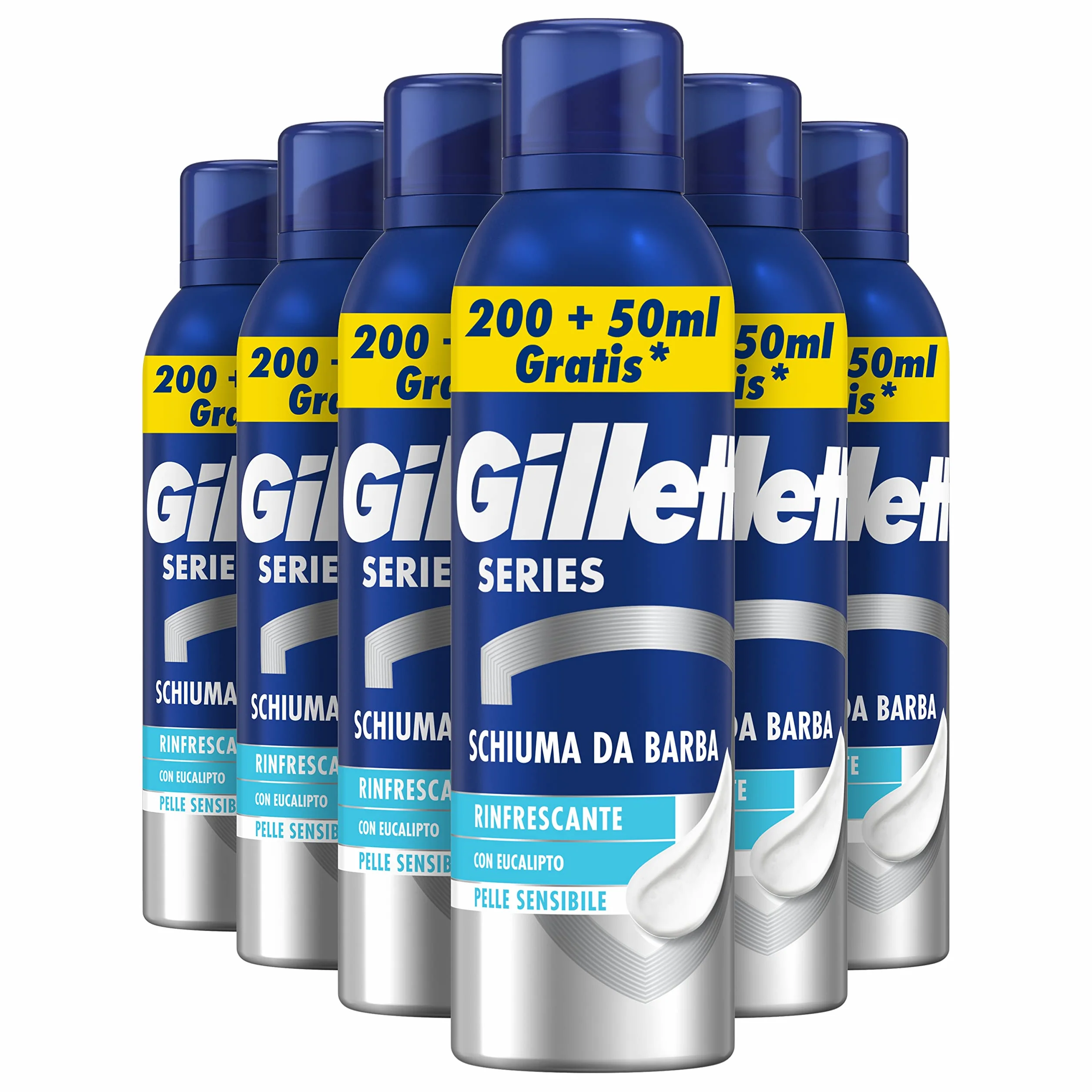Gillette Series Schiuma da Barba Rinfrescante Eucalipto 250ml X6