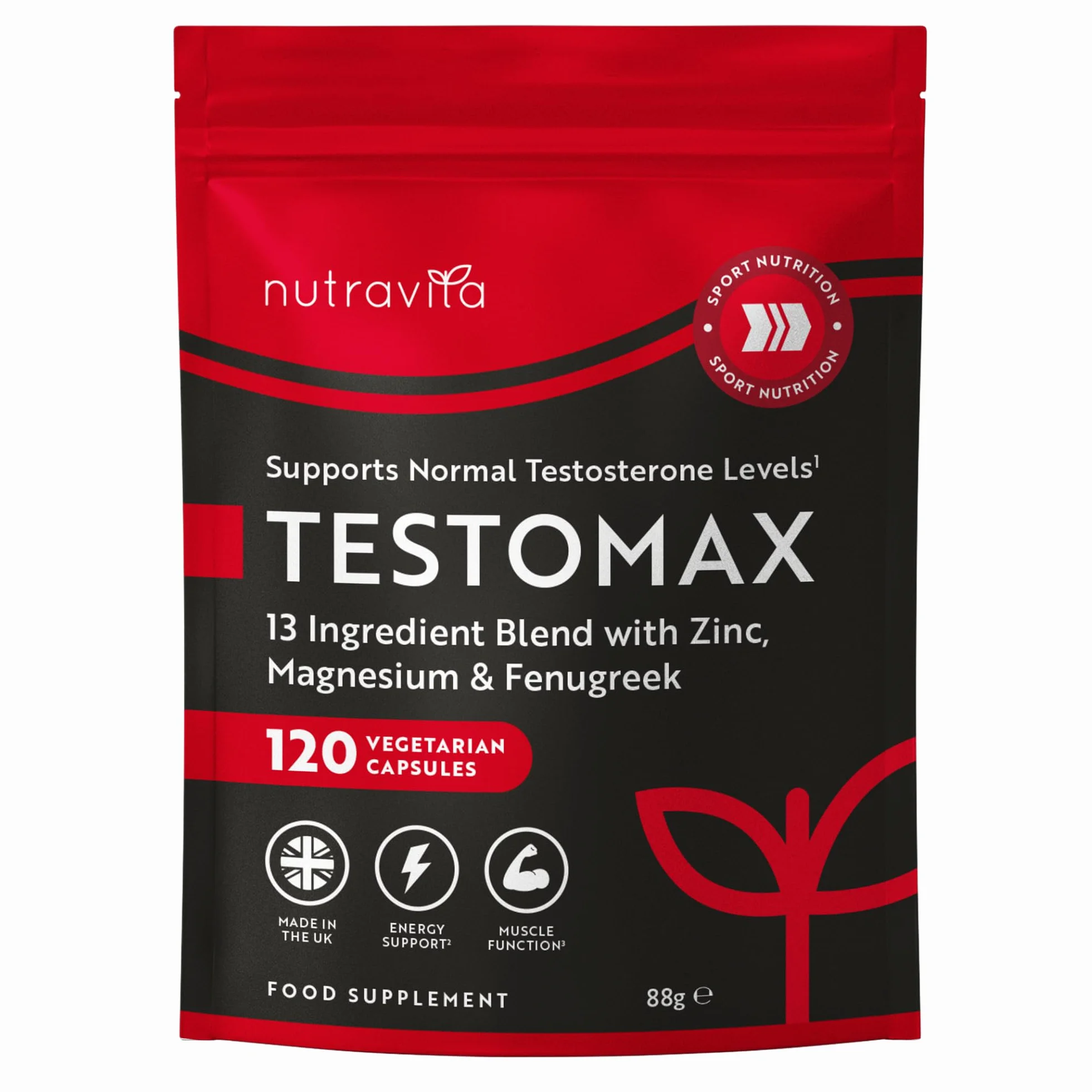 Nutravita Integratore Multinutriente con Ginseng, Maca, Fieno Greco, Zinco e Magnesio – 13 Ingredienti Attivi con Vitamine A, B12, D3 e K2 – 120 Capsule