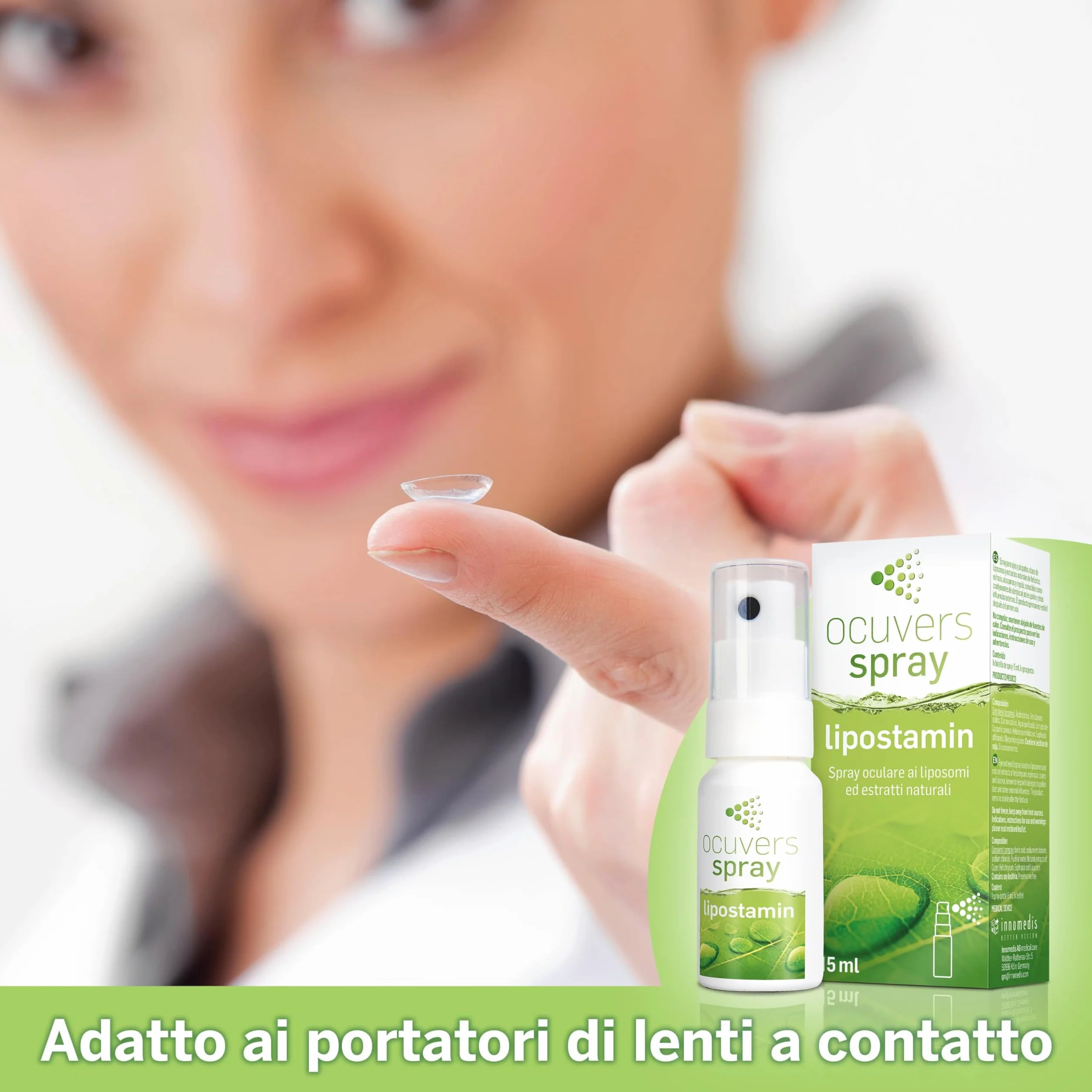 Ocuvers Lipostamin Spray Oculare con Eufrasia 15 ml - Occhi Arrossati, Senza Conservanti, Antiallergico
