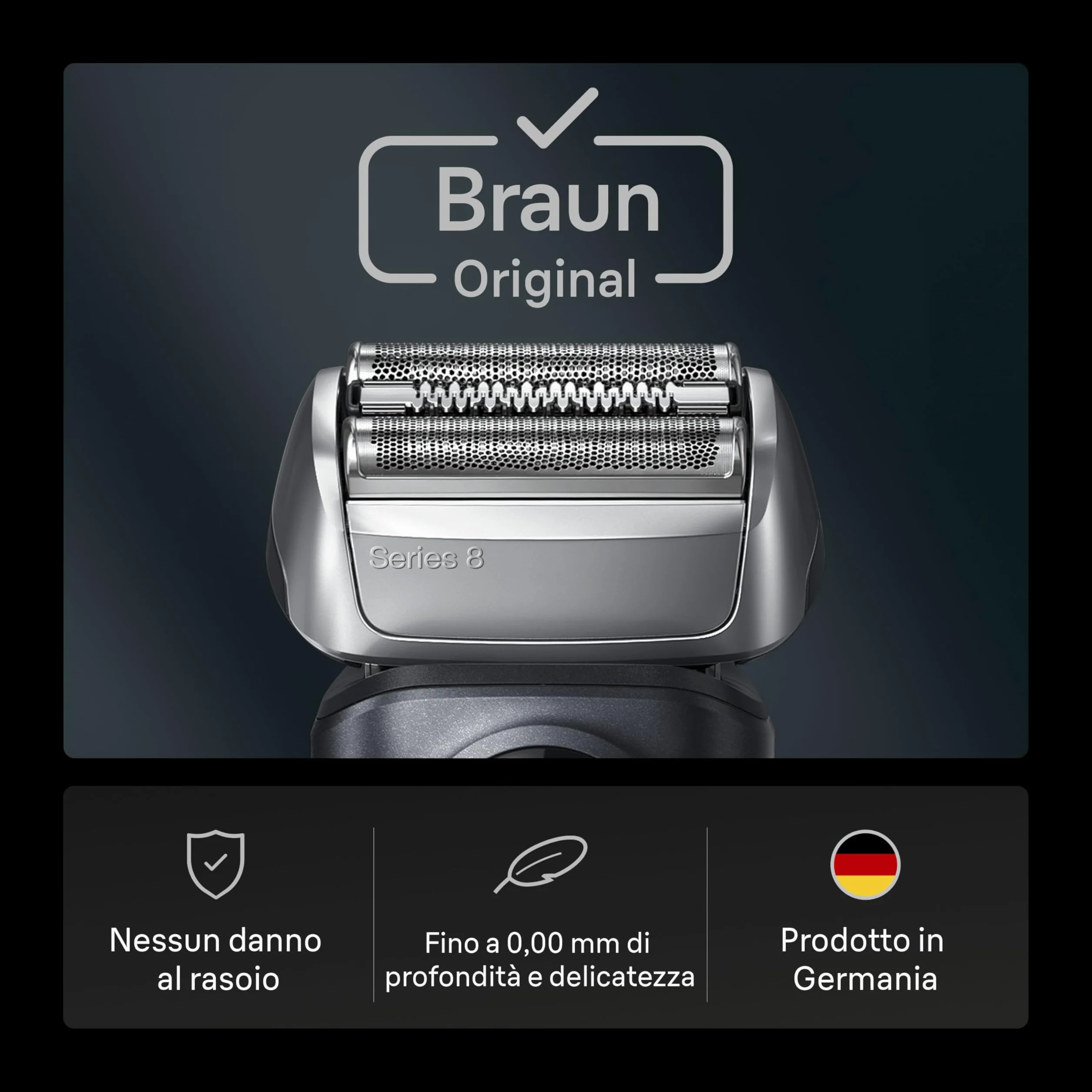 Braun Serie 8 83m, Testina Braun Serie 8 Originale per Rasoio Elettrico Barba, Recupera Il 100% delle Prestazioni del Tuo Regolabarba Uomo, Compatibile con I Rasoi Series 8