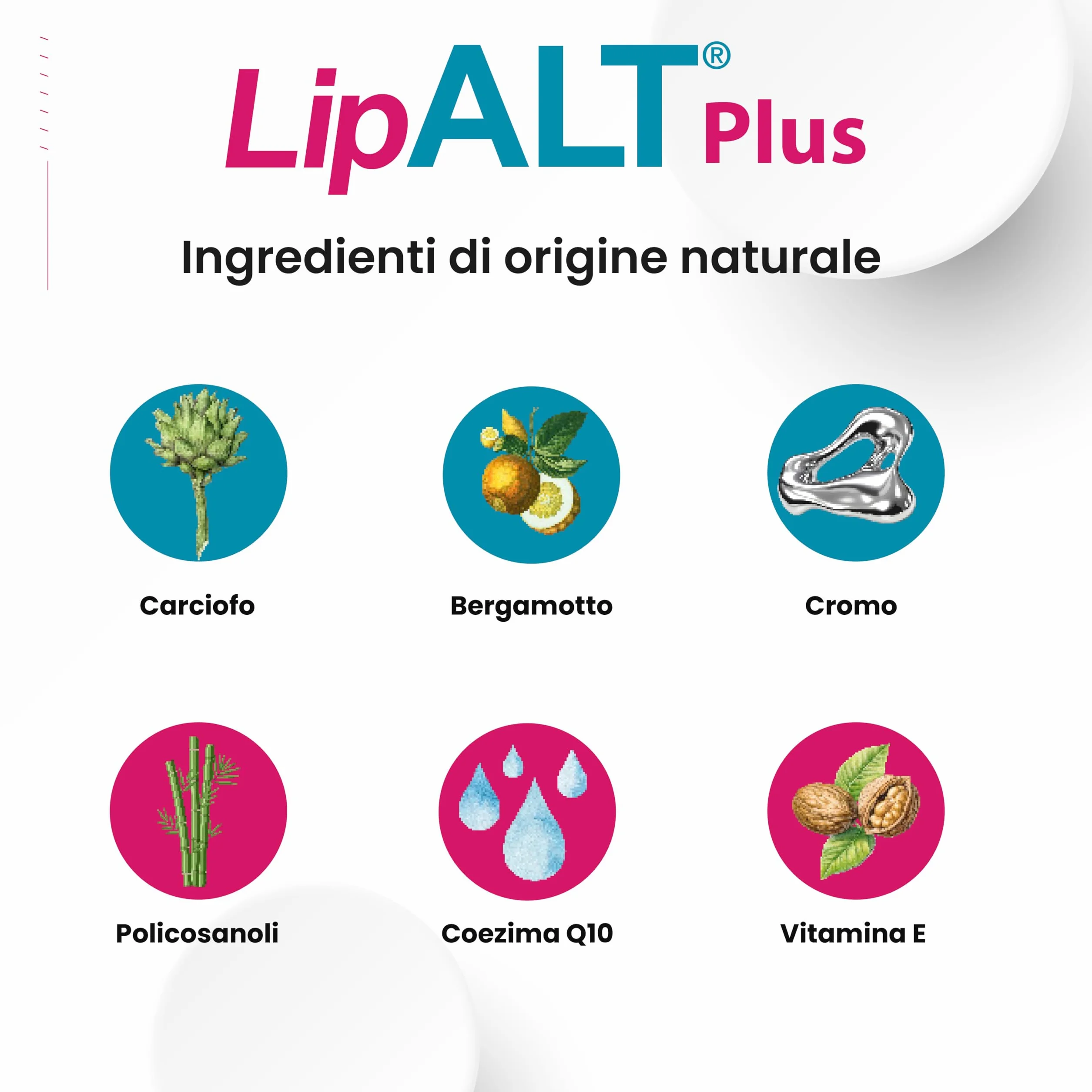 Lipalt Plus - Integratore Senza Monacolina K - Integratore a Base di Coenzima Q10, Bergamotto, Carciofo e Policosanoli - 20 Compresse Senza Glutine e Lattosio