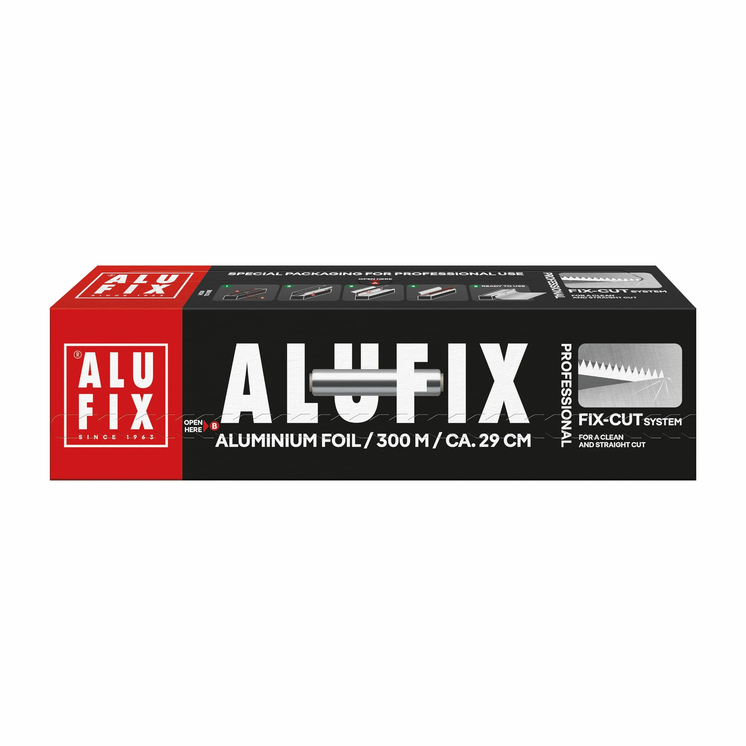 ALUFIX Foglio di alluminio per cottura al forno/ 1 rotolo/ 29 cm x 300 m/ 10 μm/argento/resistente allo strappo/resistente al calore e all'umidità/riciclabile/per la cucina
