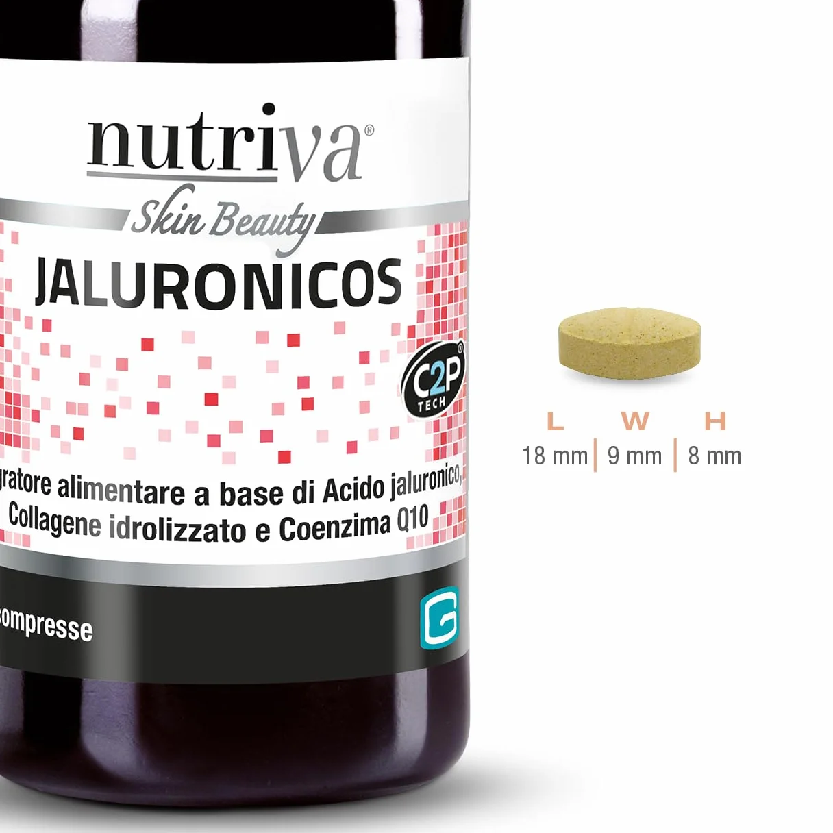 NUTRIVA Jaluronicos, Integratore Alimentare con Acido Jaluronico, Collagene Tipo II e Coenzima Q10 - 30 Compresse