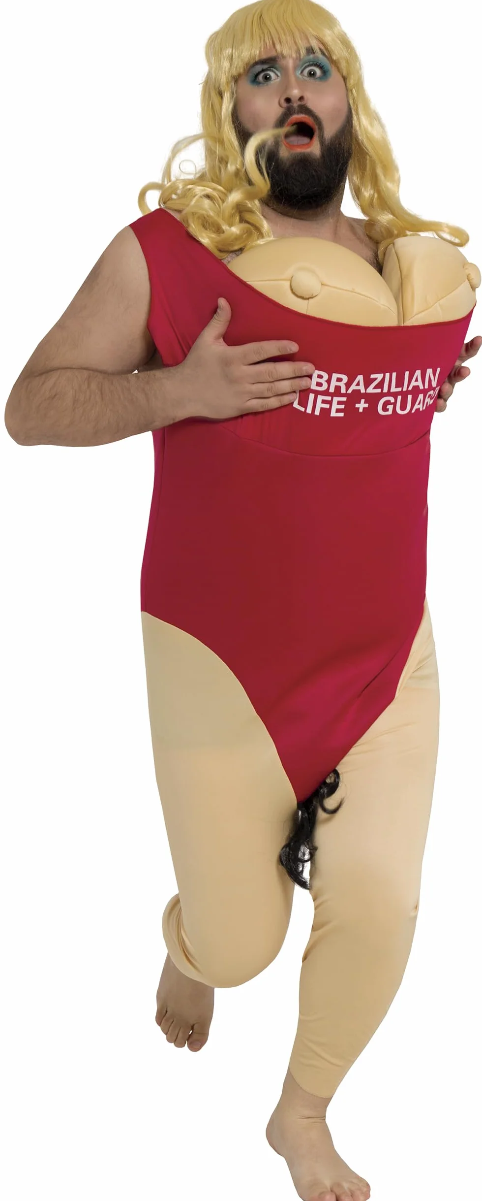 FIESTAS GUIRCA Costume da Bagnino per Uomo Tuta e Petto Rosso e Naturale