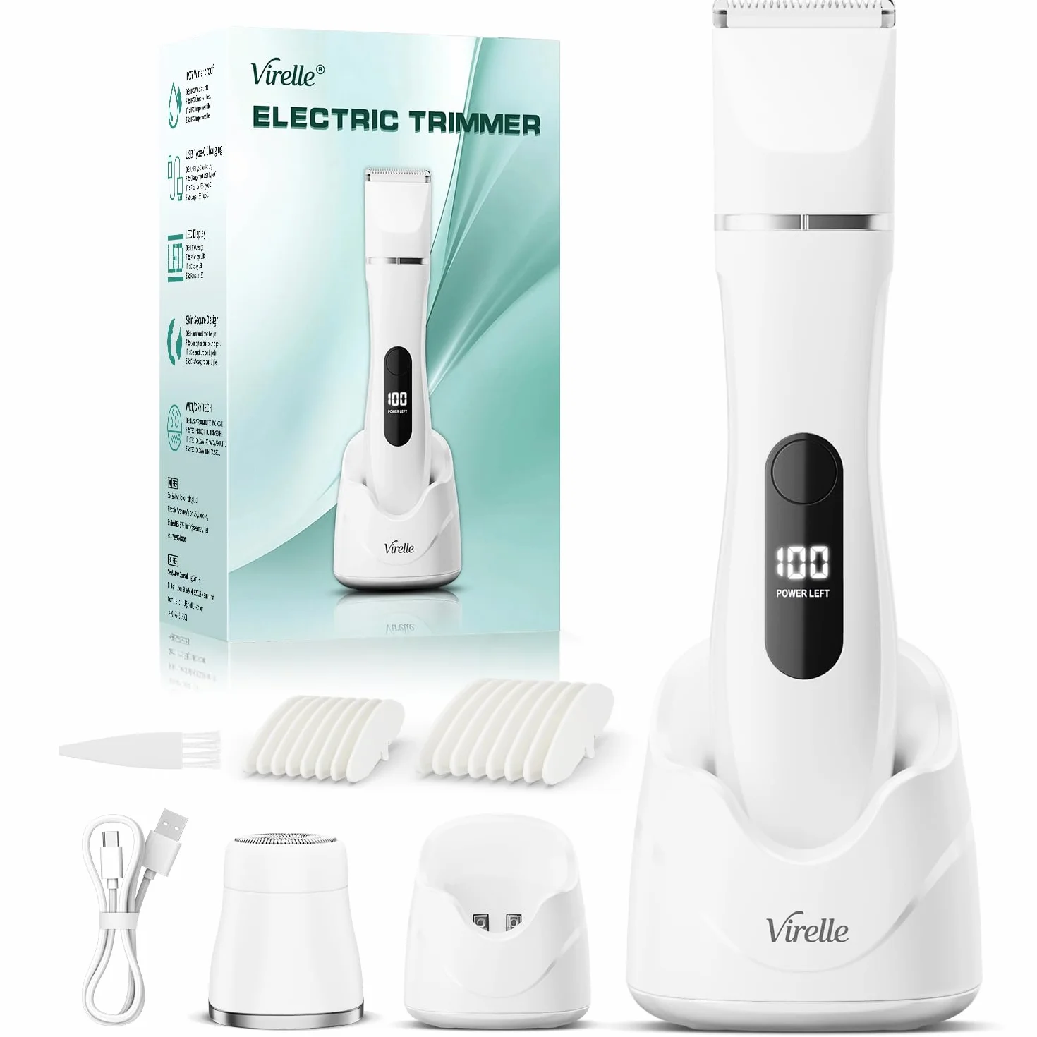 Rasoio Elettrico Donna Parti Intima - Depilatore Corpo Donna Tutto-In-Un IPX7 Impermeabile, Trimmer Intima per Viso, Ascella e Braccia con 4 Peines, Schermo LED e Ricarica USB, Regalo di Anniversario