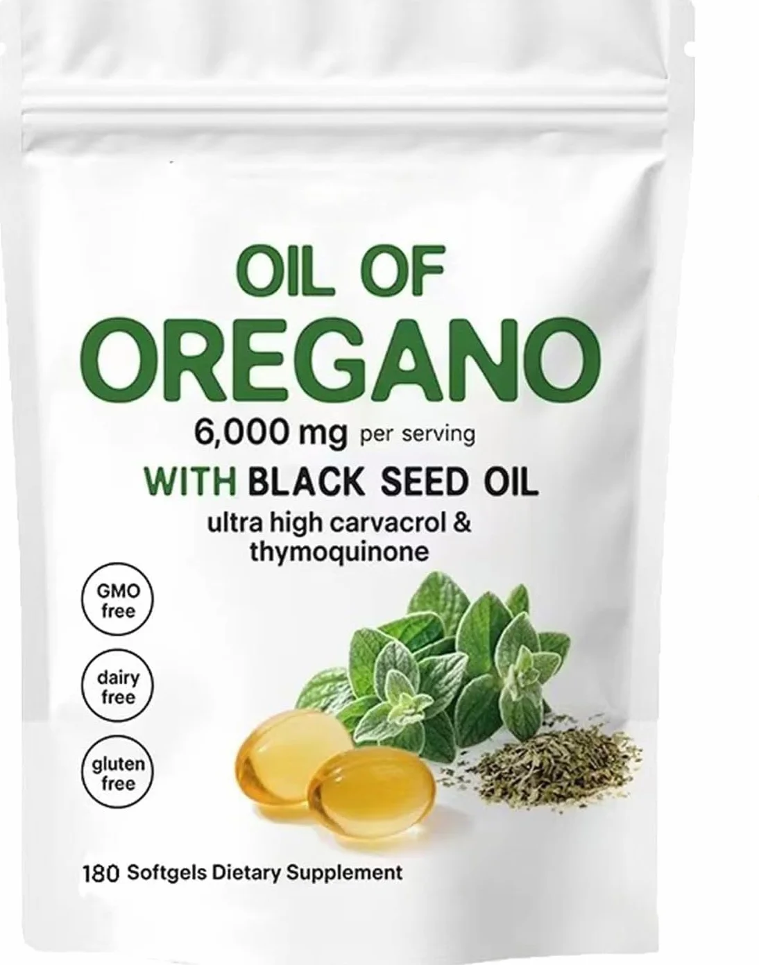 Re-silia Olio di Origano Softgels 6000mg Olio di Semi Nero Immunità