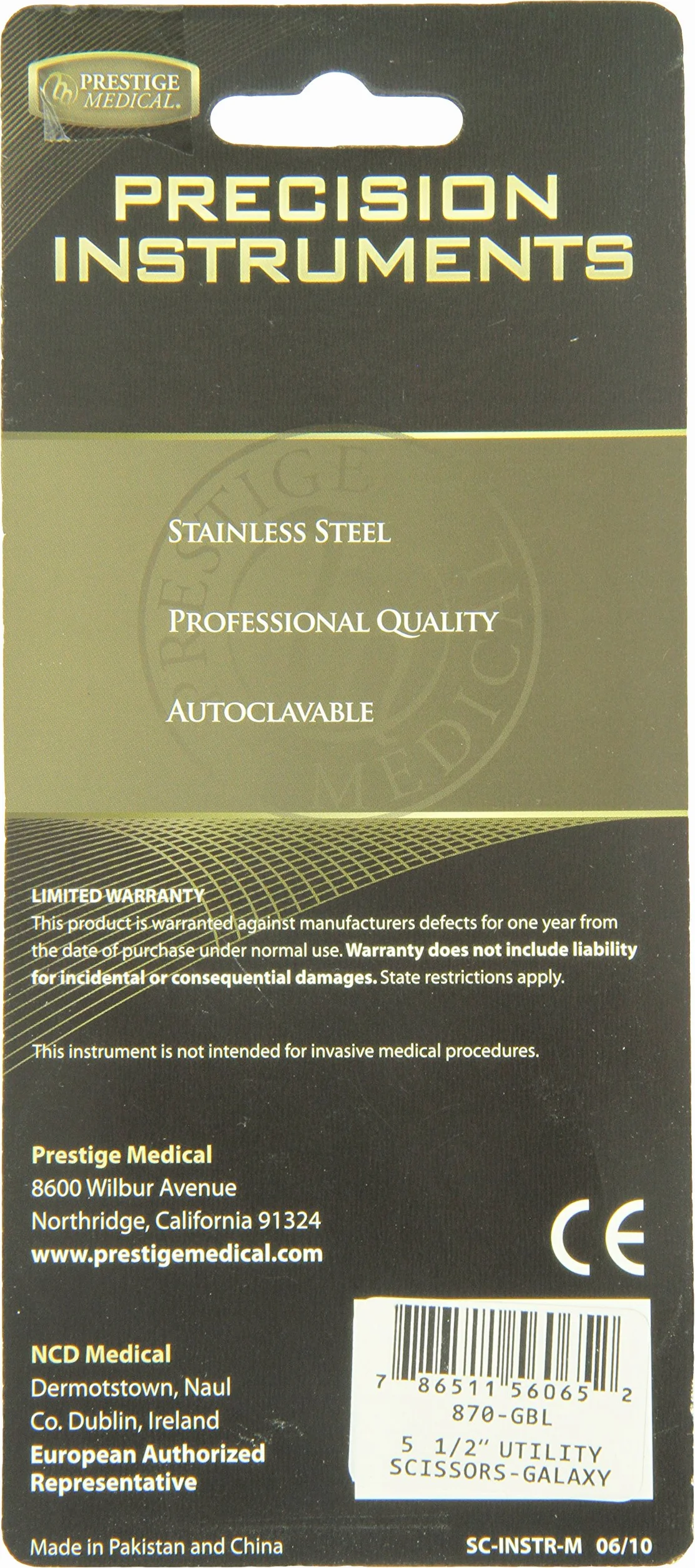 NCD Medical Prestige Medical 870-Gbl Utility Forbice Galaxy Blu Maniglie 5 1/2 Pollici