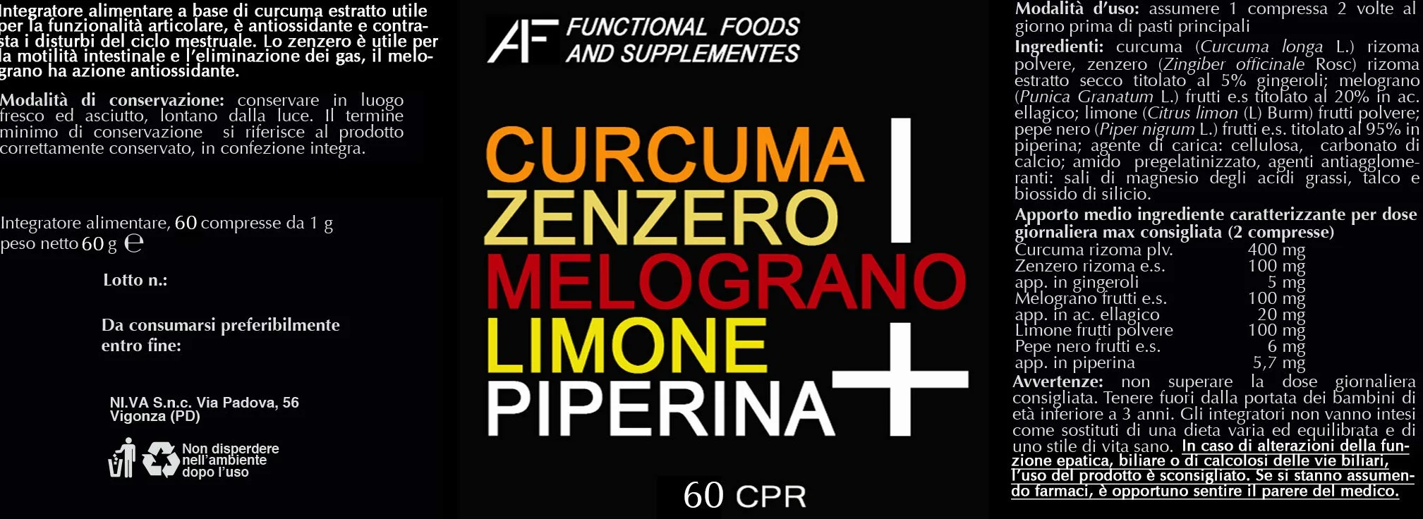 CZMLP+ A.I.F. 60 CPR Bruciagrassi Curcuma Zenzero Melograno Limone Piperina