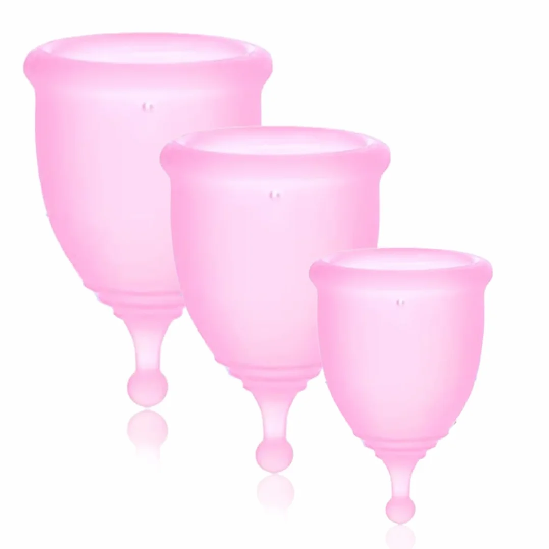 Coppe mestruali Coppette mestruali morbide da 3 pezzi, coppette mestruali portatili, taglie XS, S e L; Assorbenti mestruali in morbido silicone lavabile e riutilizzabile