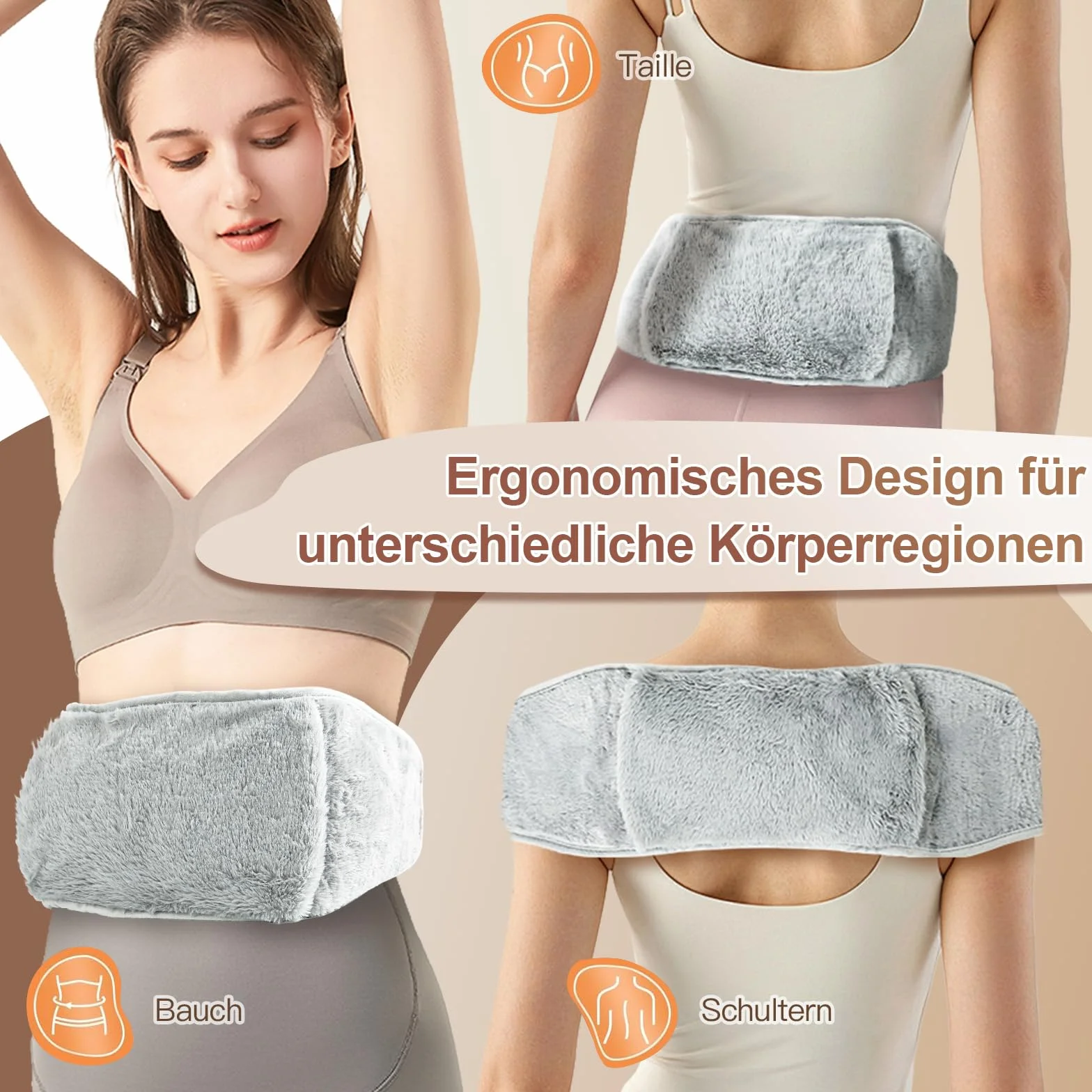 Cintura termica con bottiglia d’acqua calda 1 L, extra-lunga 130 cm, copertina morbida rimovibile, fascia riscaldante per pancia, vita e collo, gomma naturale certificata BS 1970:2012