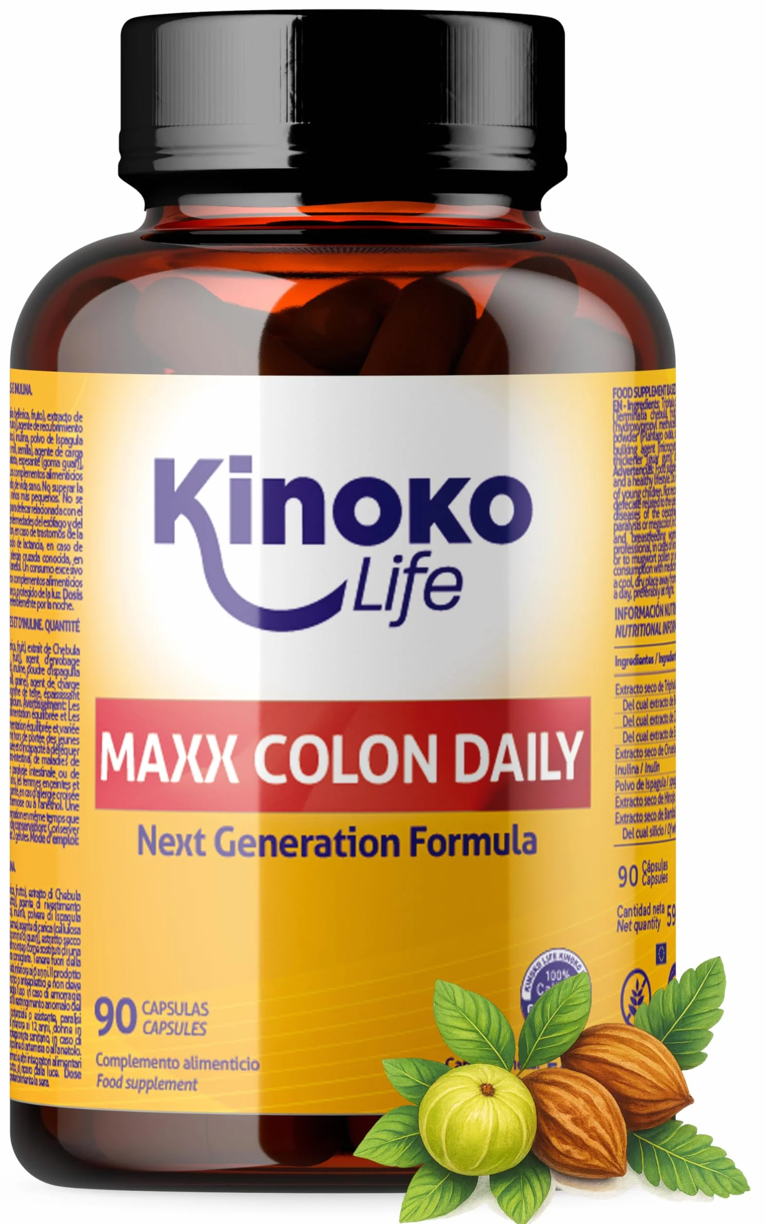 MaXX COLON DAILY – Lassativo Naturale e Sollievo dalla Stitichezza | Triphala + Psyllium (Fibre Prebiotiche) | Regolarità, Transito Intestinale e Riduzione dei Gas (90 Capsule)