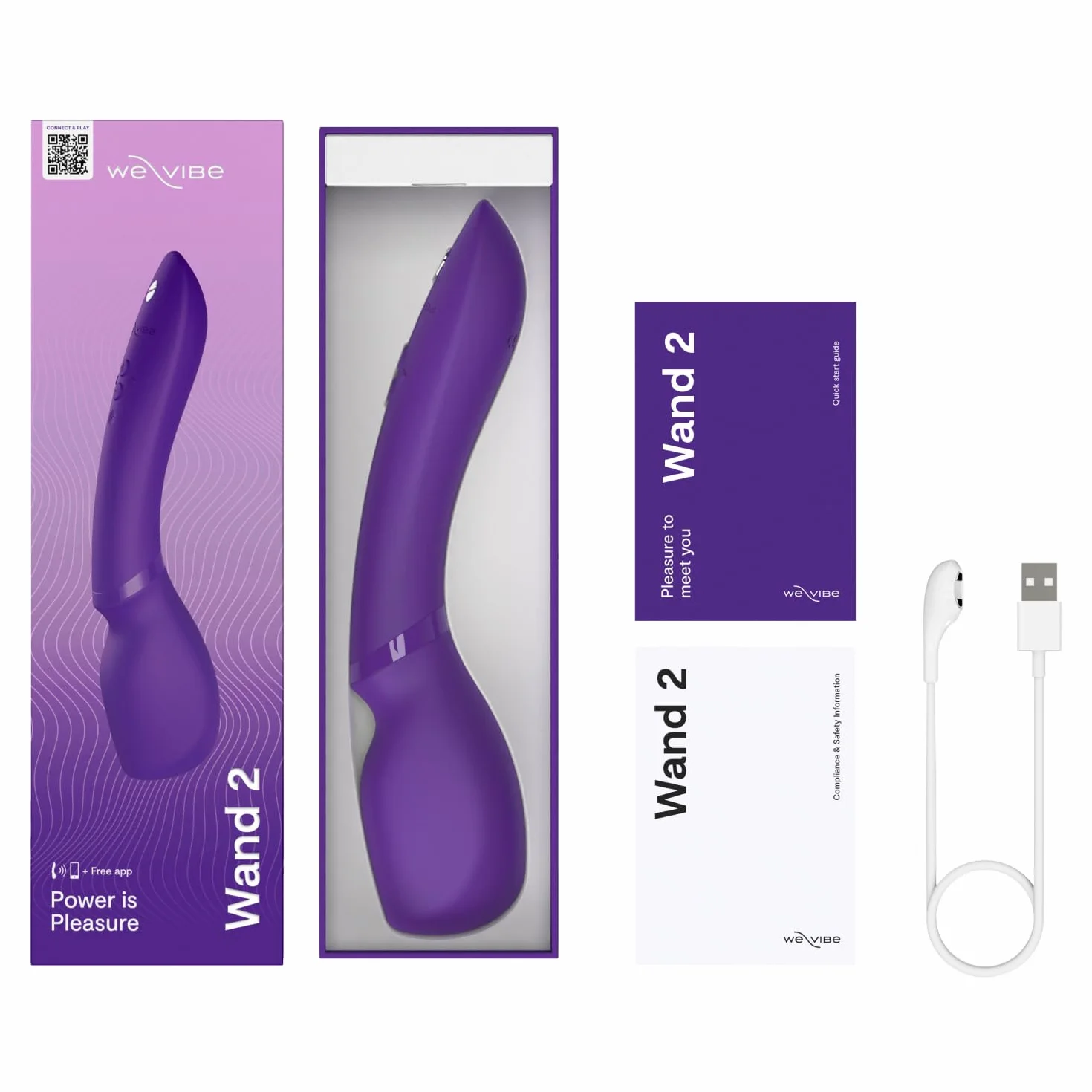 We-Vibe Wand 2 Massaggiatore a bacchetta vibrante - Massaggiatore a bacchetta senza fili con controllo via app - Giocattoli sessuali per donne - Più di 10 vibrazioni - Funzionamento silenzioso