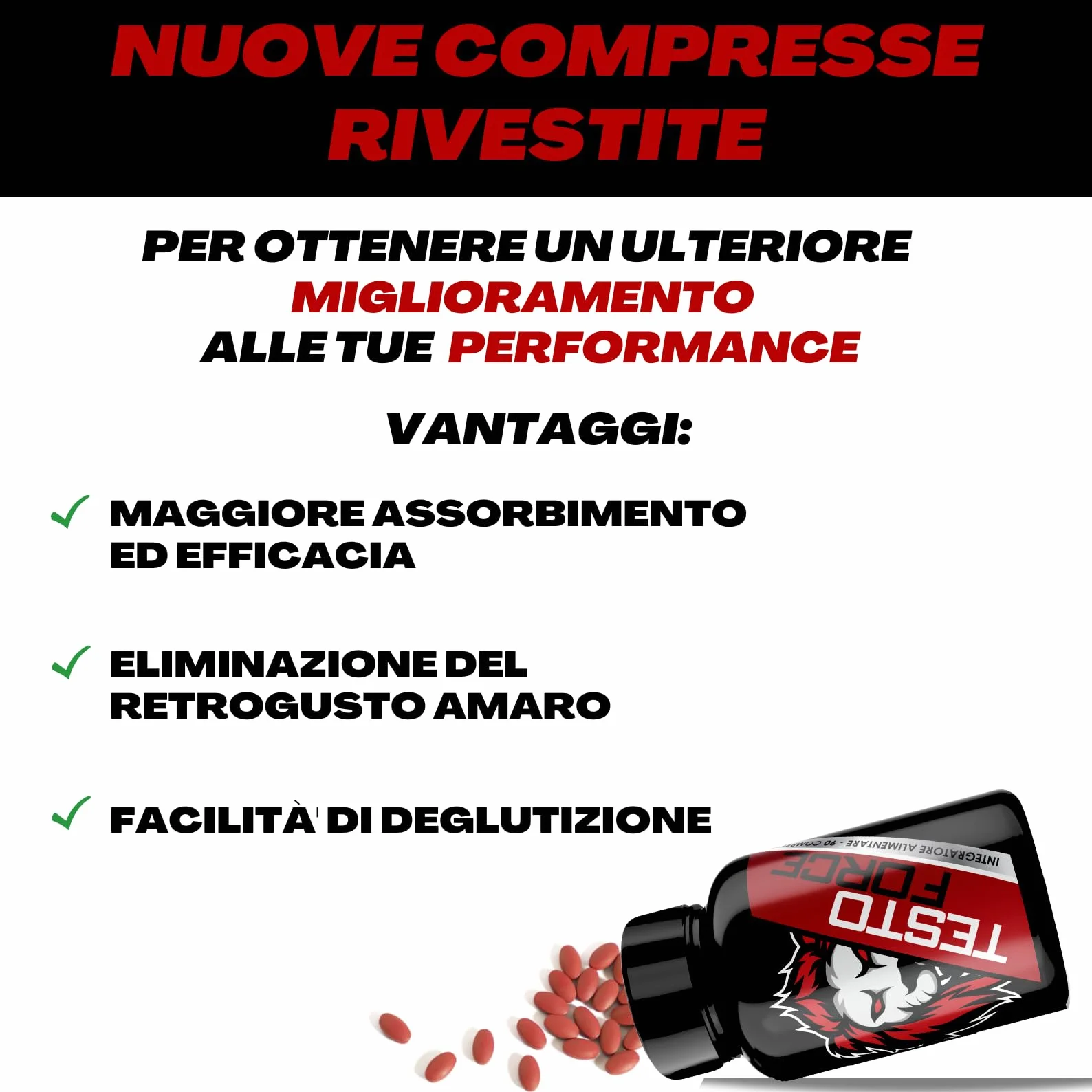 TESTO FORCE | 90 Compresse | Azione Rapida e Potente | Aumento Massa Muscolare Uomo, Alto Dosaggio di Tribulus Terrestris, Maca Peruviana, Ashwaganda, Zinco