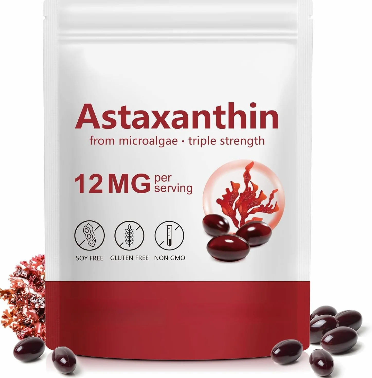 Astaxantina Premium Antiossidante per Occhi Pelle Articolazioni Circolazione Senza OGM Senza Glutine