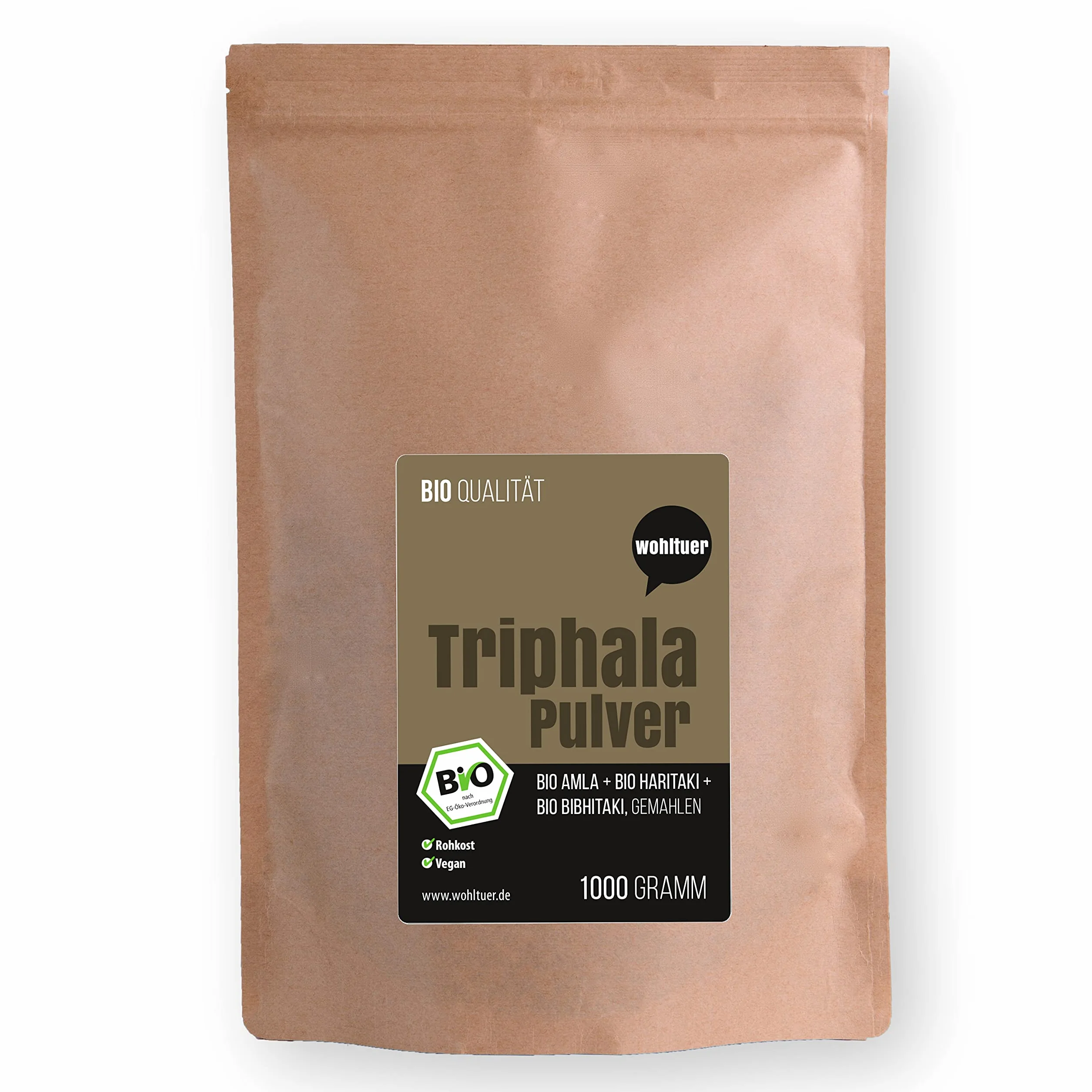 Polvere di Triphala biologica 1000 g – Contiene amla biologica, haritaki bio e bibithitaki macinato – ayurvedico